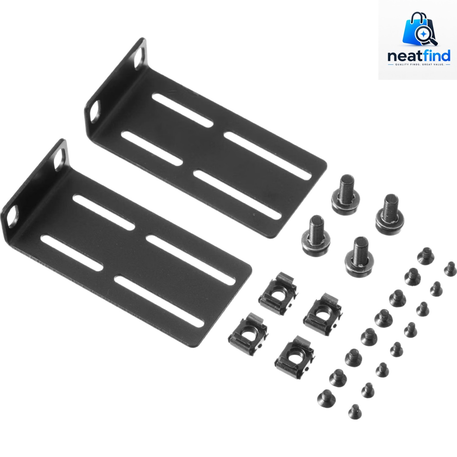 Universal 19 Inch Rack Mount Kit for HP Switches Adjust. Ears Black 1/2U-2U