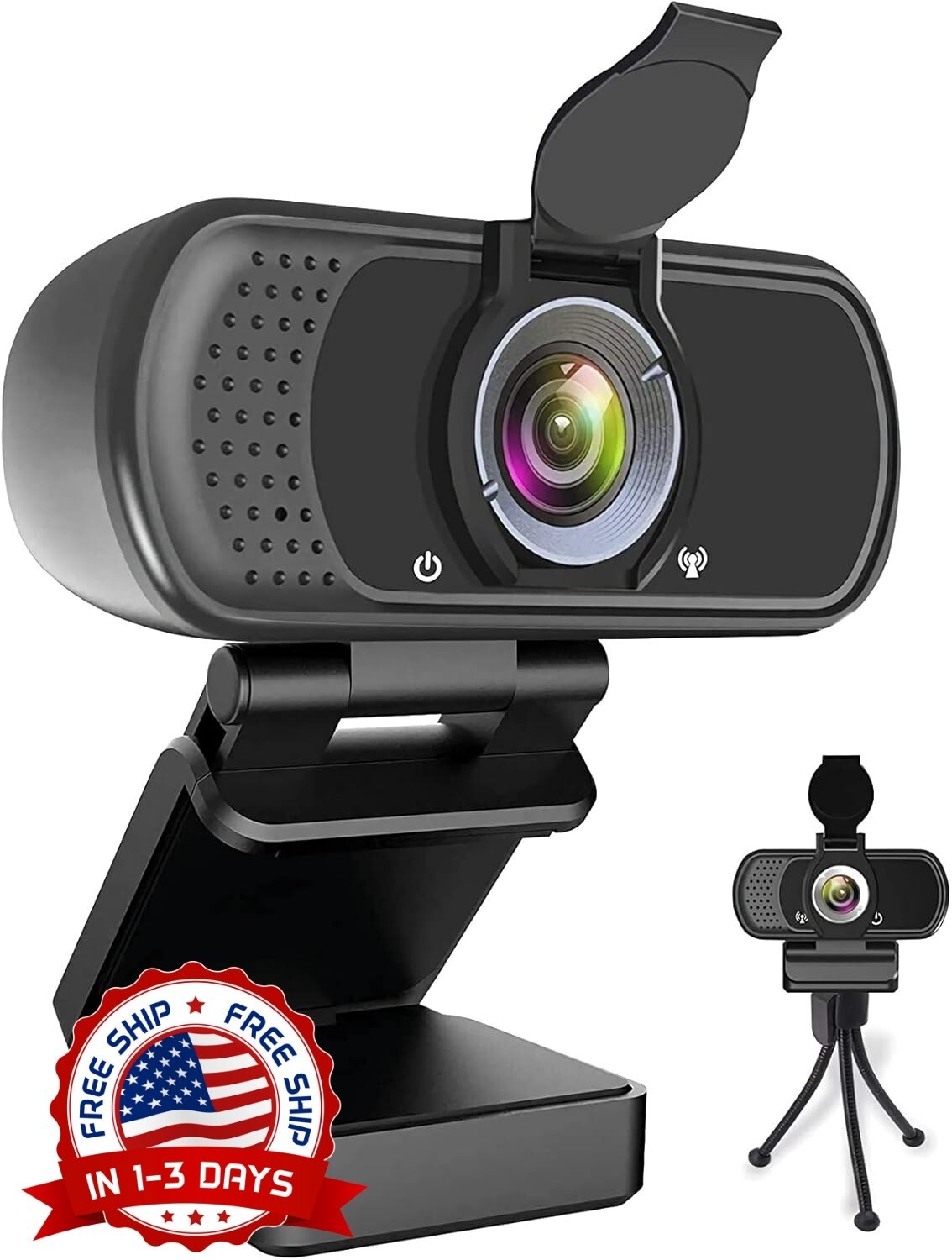 Cámara web 1080P con cubierta de privacidad y soporte para trípode, cámara.neuvo