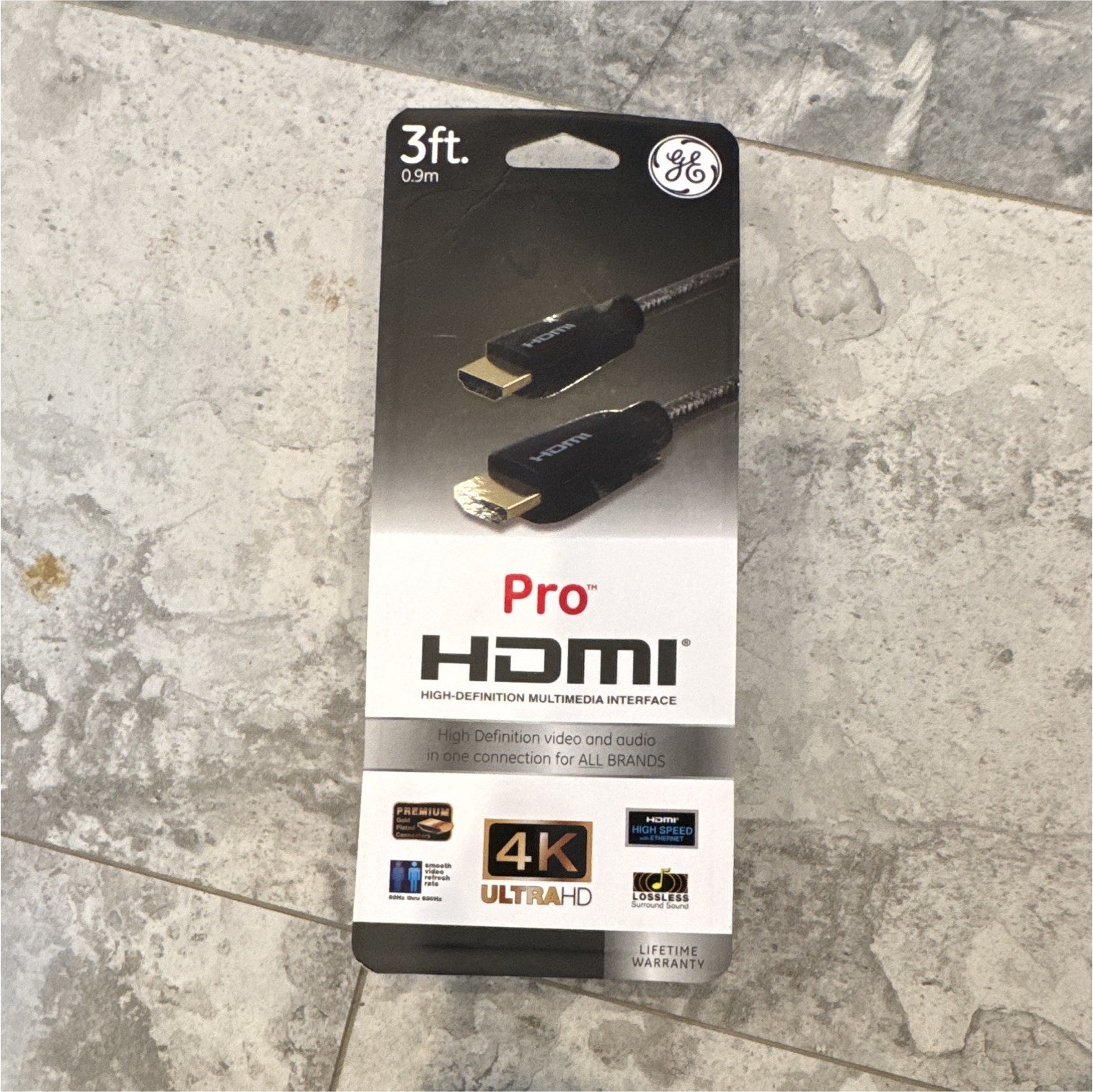GE Pro HDMI Cable 3 ft Black 4K Ultra HD HDMI Male to Male MPN 34474