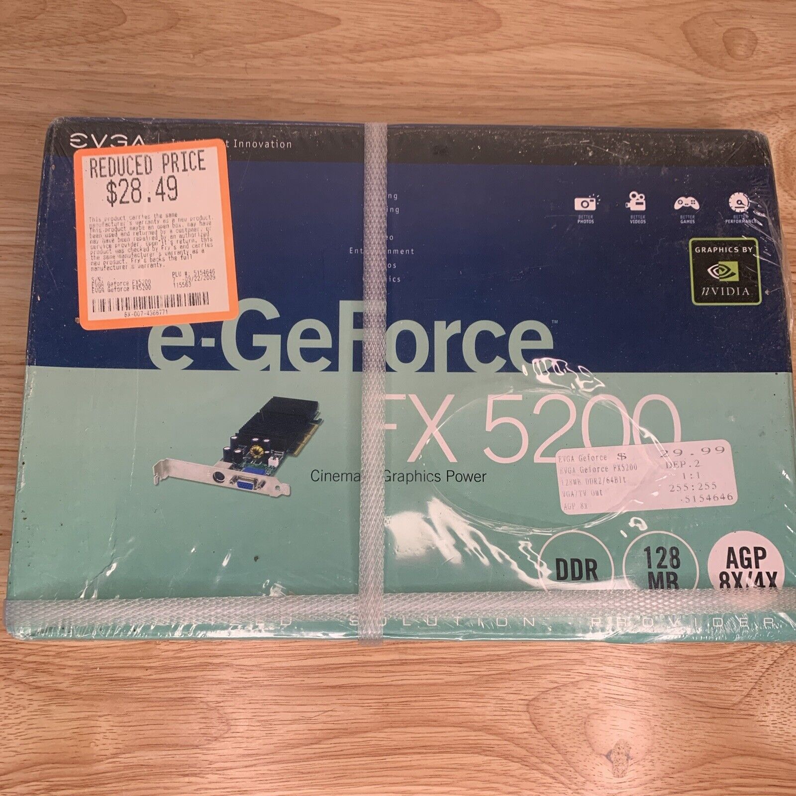 EVGA NVIDIA e-GeForce FX 5200 128MB DDR AGP Graphics Video Card NEW SEALED