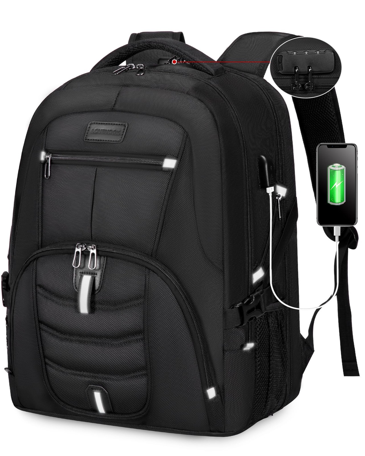 LOVEVOOK Travel Laptop Backpack Waterproof Anti Theft with 17 inch, Black-1 