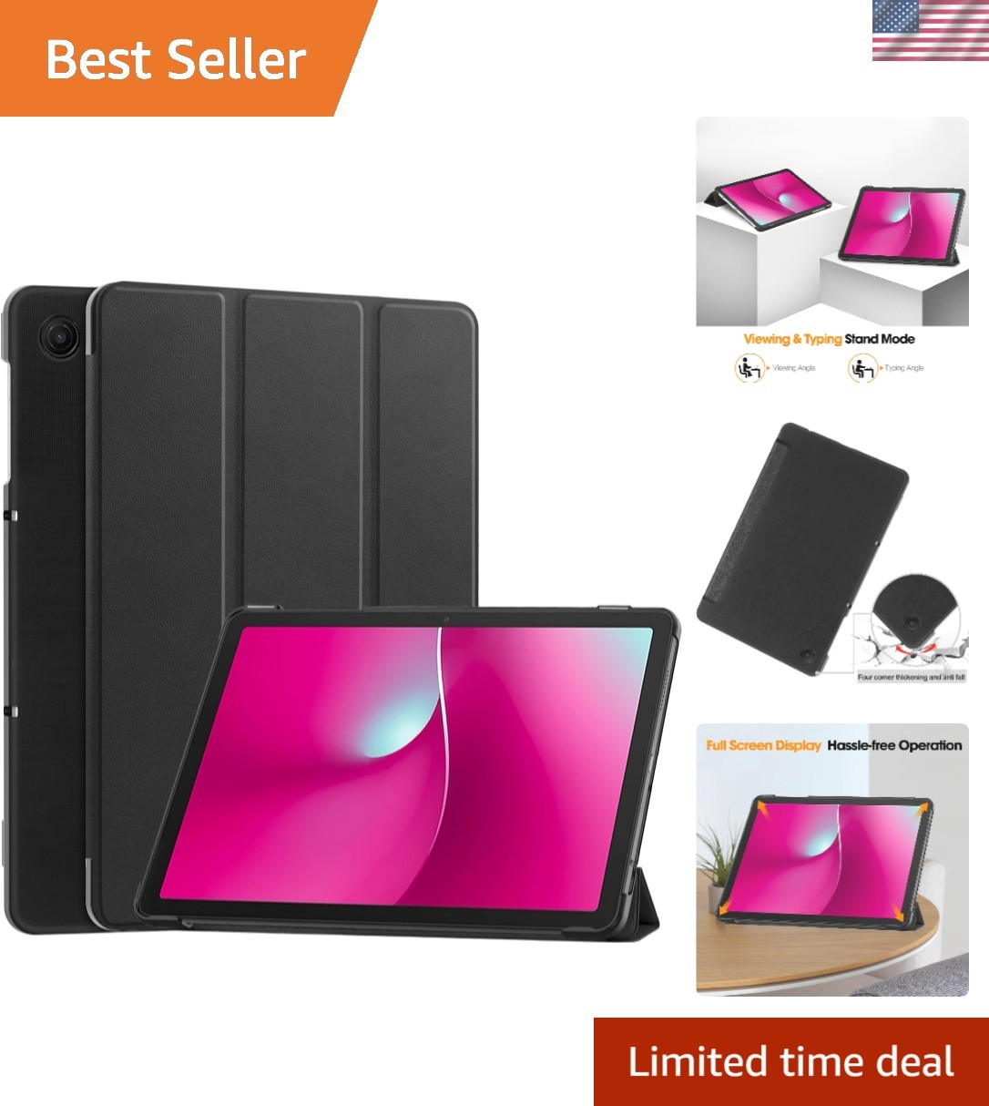Elegant Slim Hard Shell Case for Revvl Tab 2 2025 with Adjustable Stand, 10.1"