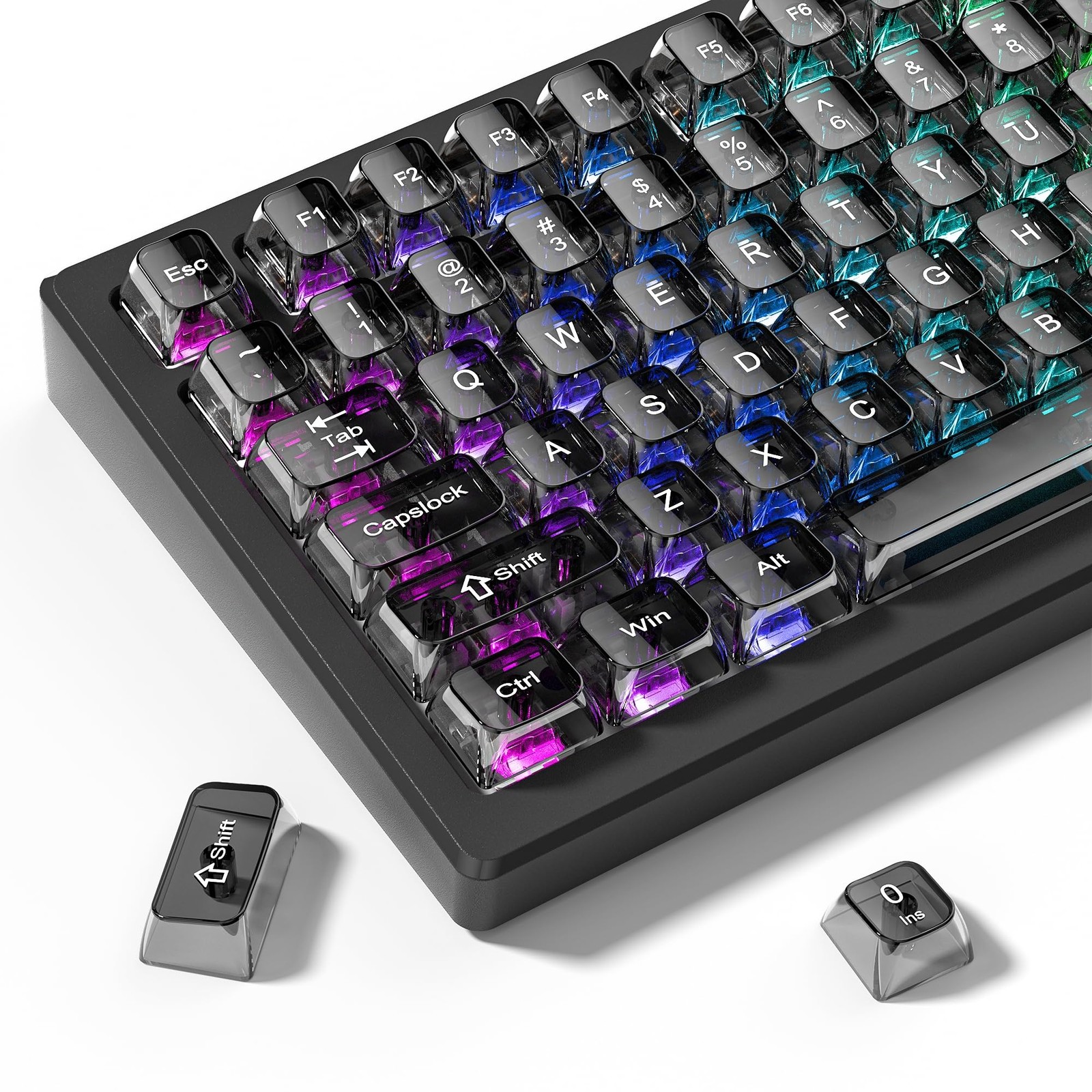 Grey Clear keycaps,Transparent keycaps 60 75 100 Percent,Ceramic Jelly Key caps