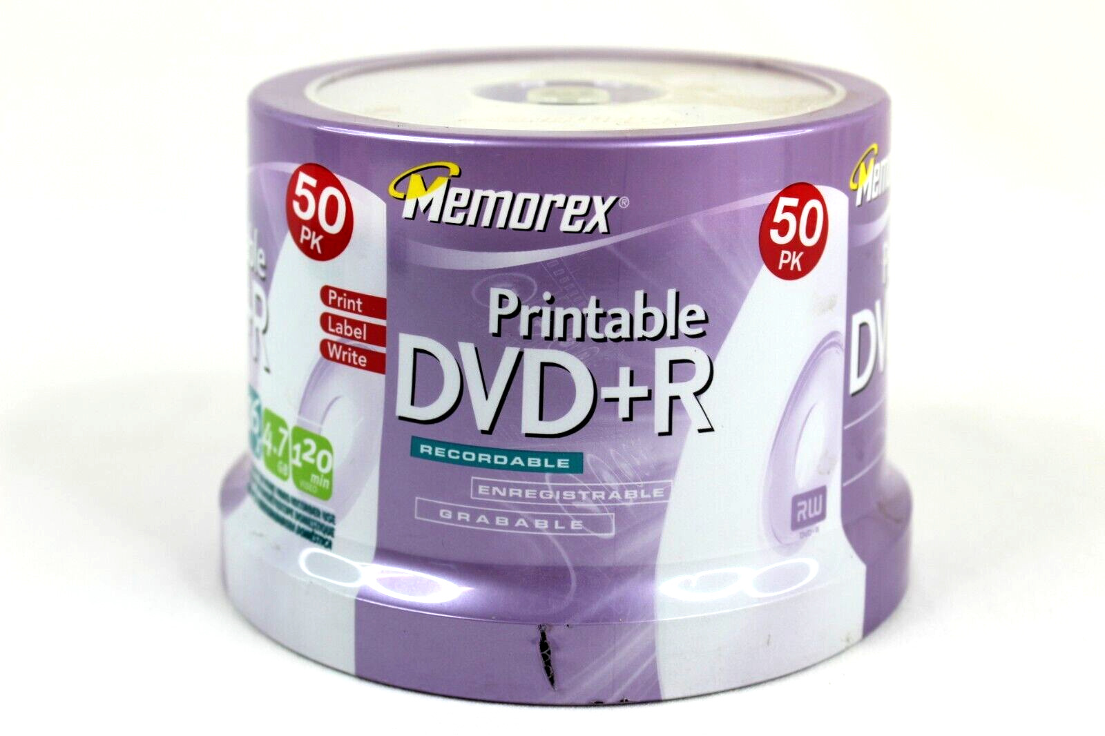 Memorex Printable DVD-R 50 Pack 16x 4.7GB 120 Minutes Spindle New and Sealed