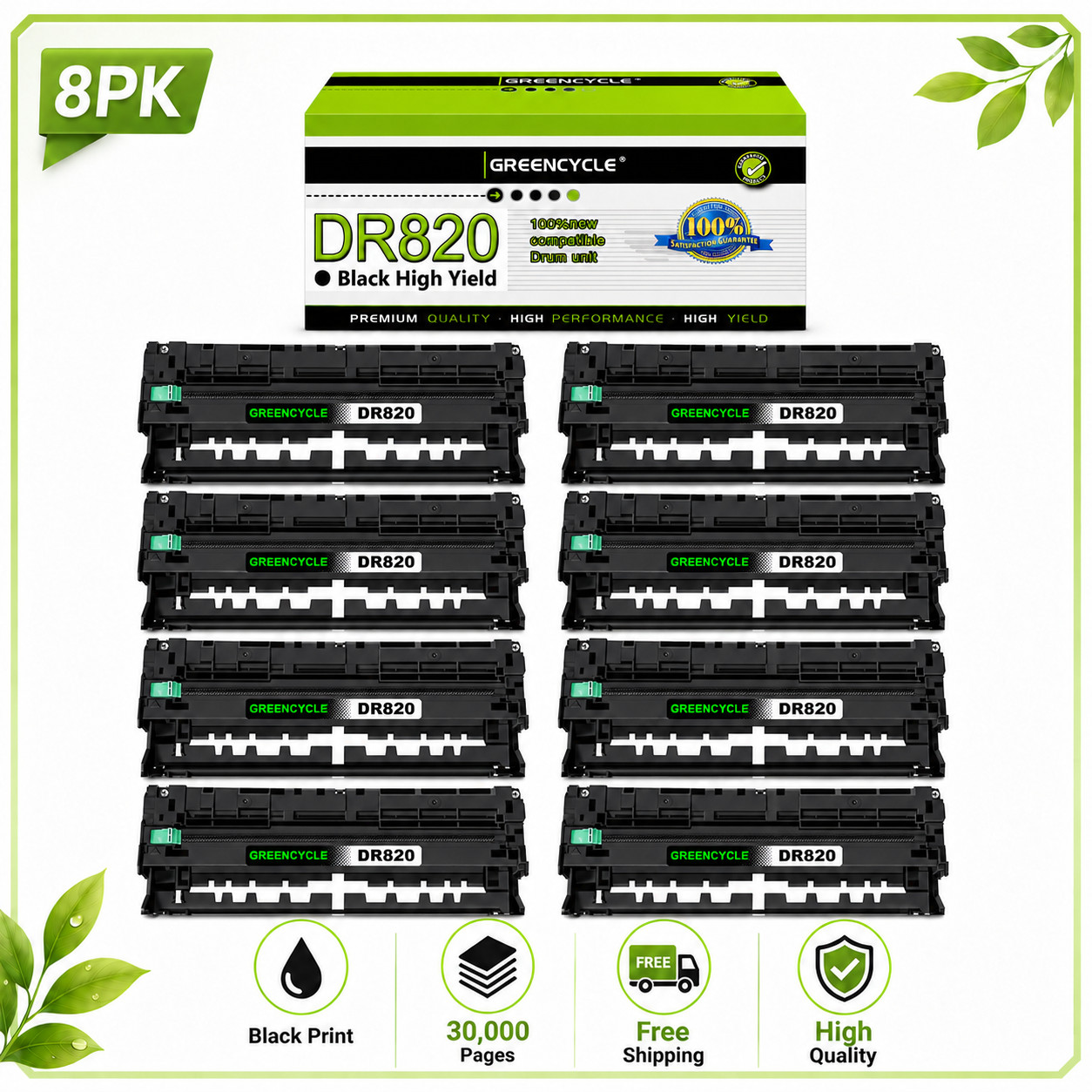 8pk DR820 Drum Unit Compatible Brother HL-L6300DW HL-L6400DW DCP-L5500DN