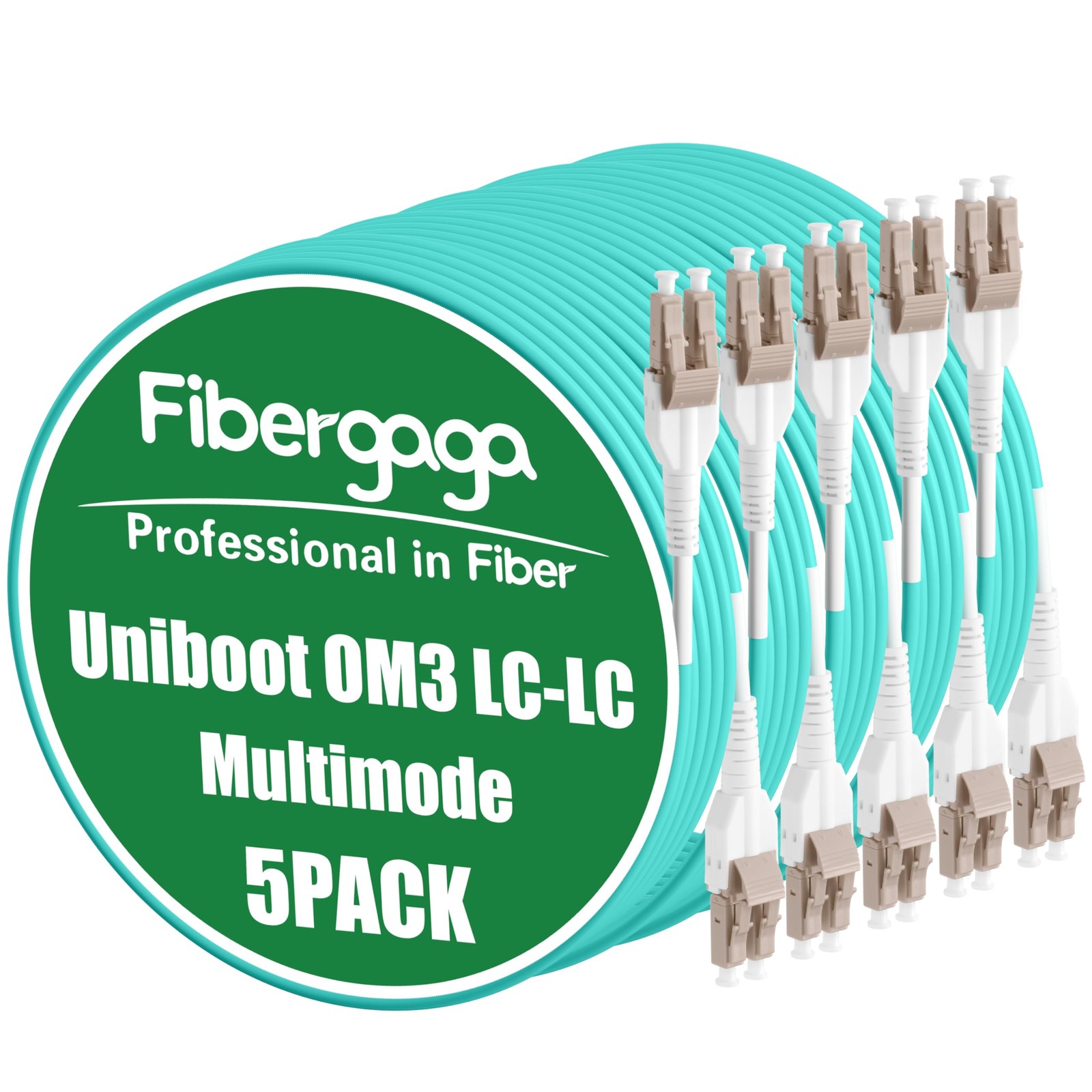 OM3 LC to LC Fiber Patch Cable Uniboot Multimode Duplex 50/125 0.2m 5 PCS