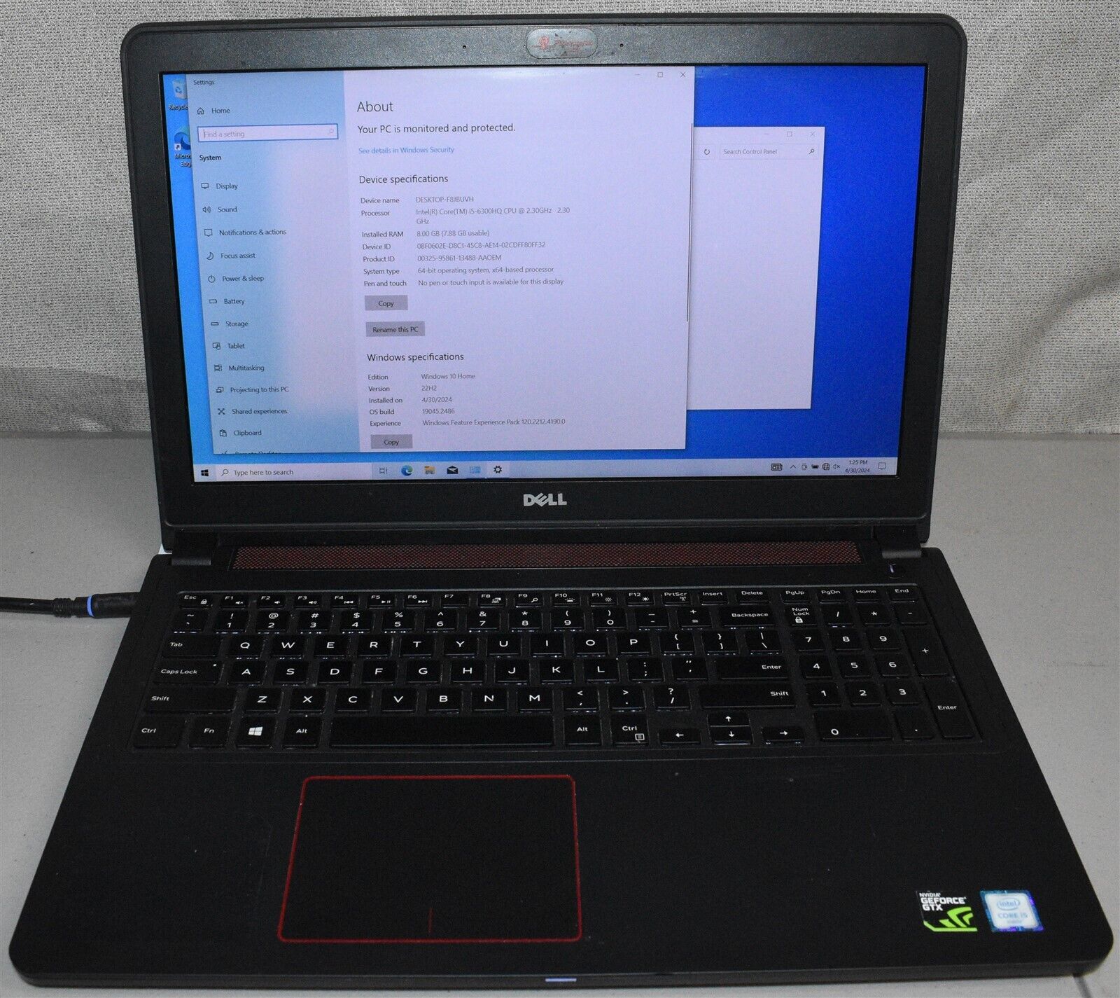 Dell Inspiron 15-7559 Win 10 8gb Laptop w/Charger