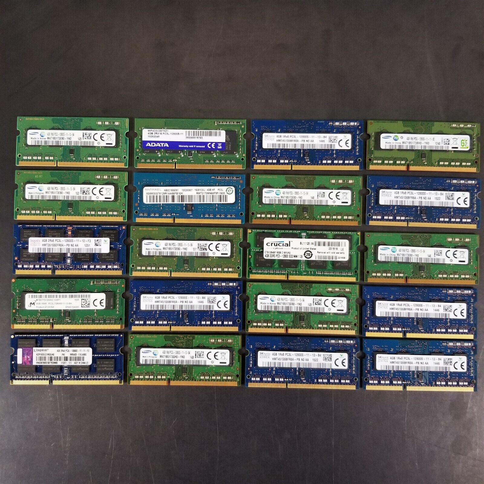 Lot of 20 Mixed Major Brands 4GB PC3L-12800 1600MHz DDR3L Laptop RAM TESTED