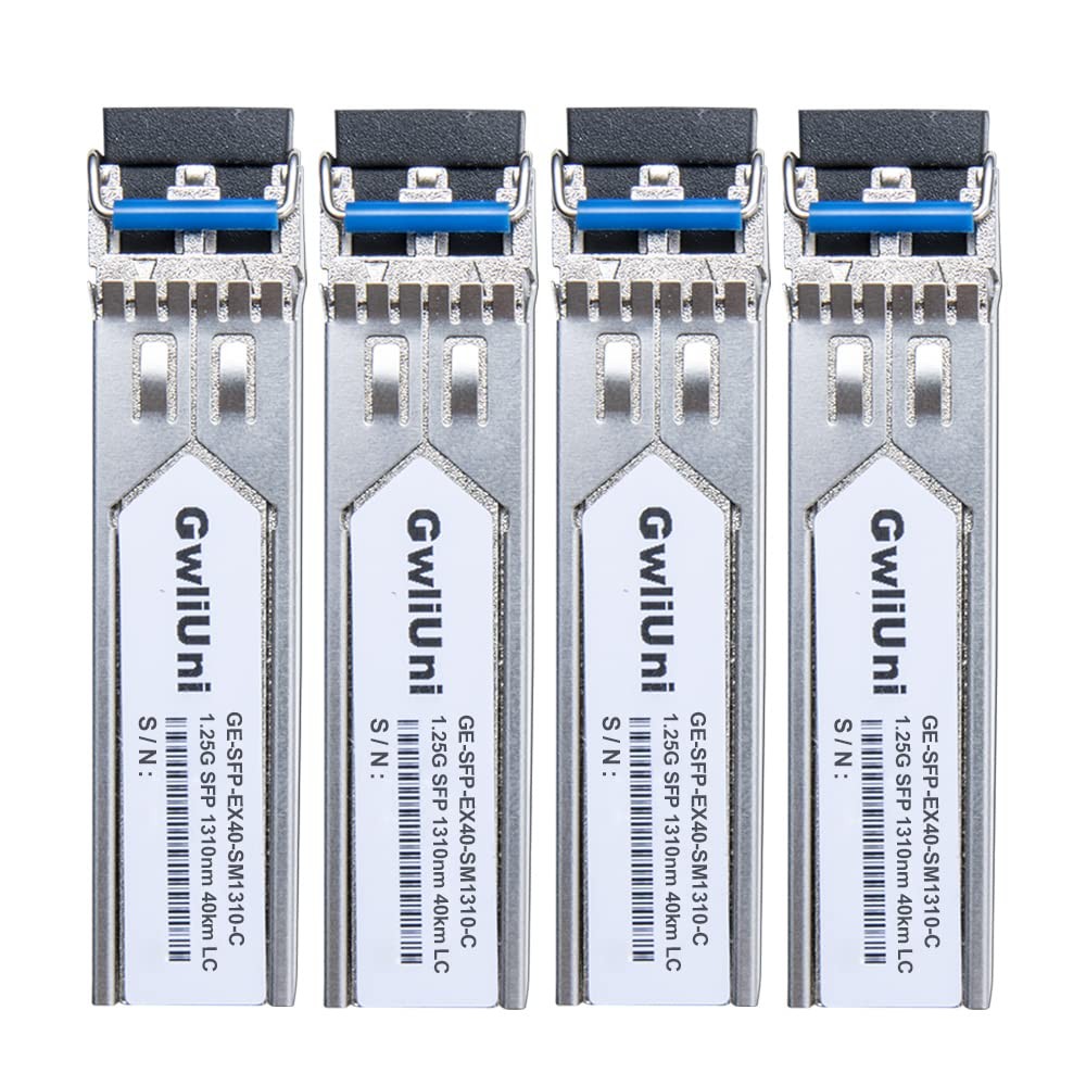 4Pcs 40km SFP 1.25G Single Mode Fiber Module Network Transceiver 1310nm, Dupl...