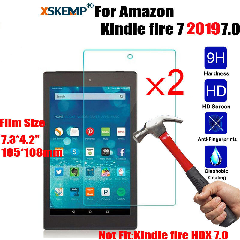 2x Genuine Tempered Glass Film Screen Protector for Amazon Kindle Fire 7 2019