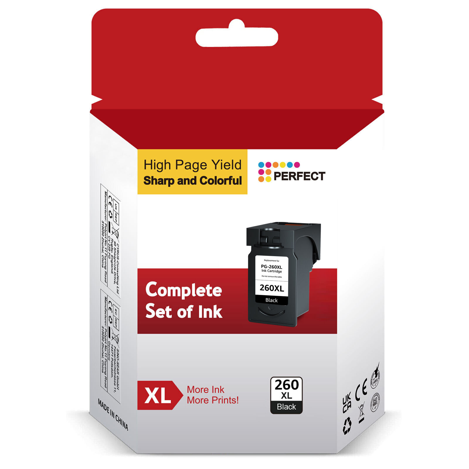 1-2PK PG-260XL CL-261XL Ink Cartridge Replacement For Canon PIXMA TS5320 TR7020