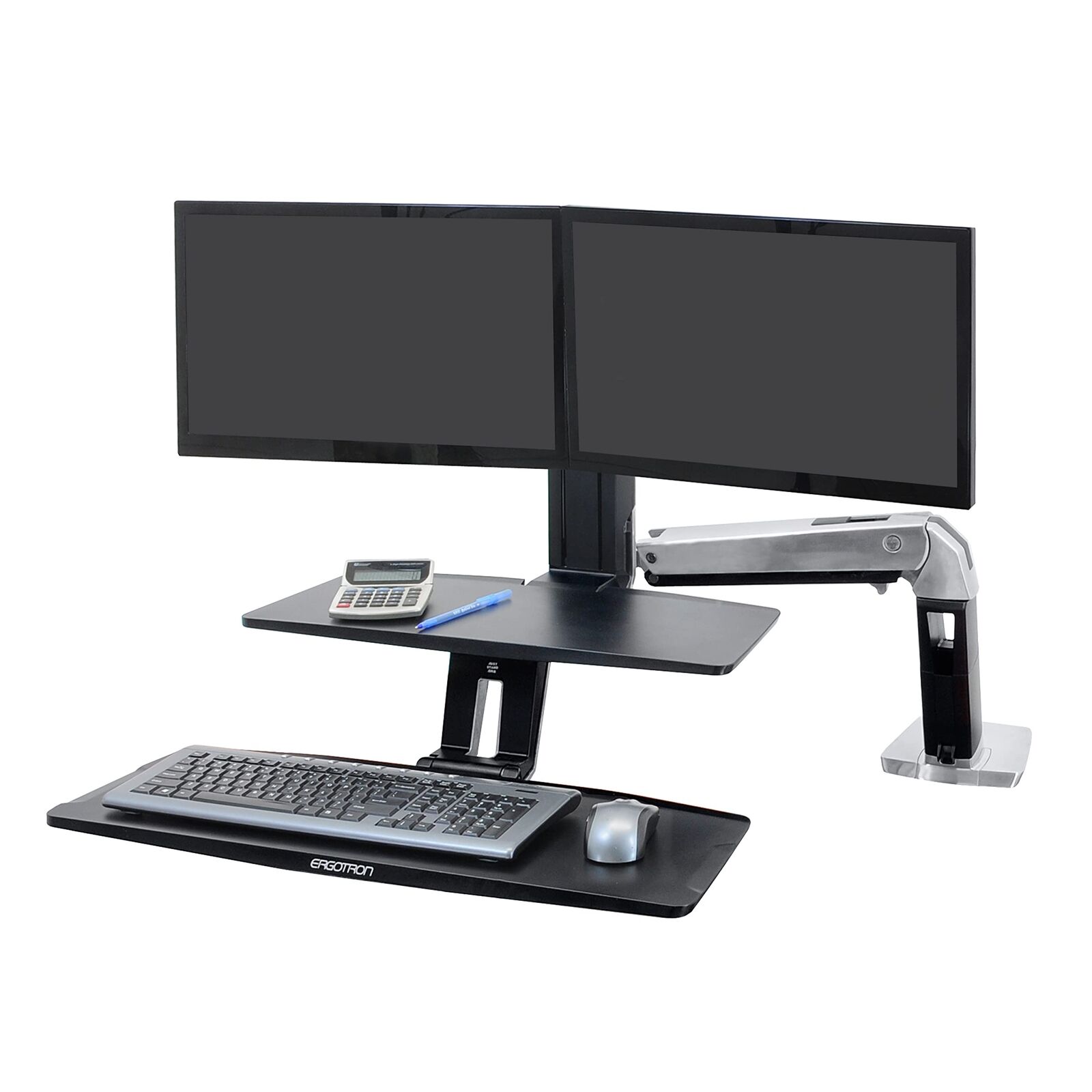 Ergotron WorkFit-A Dual Monitor Standing Desk Sit Stand Tabletops Keyboard Tray