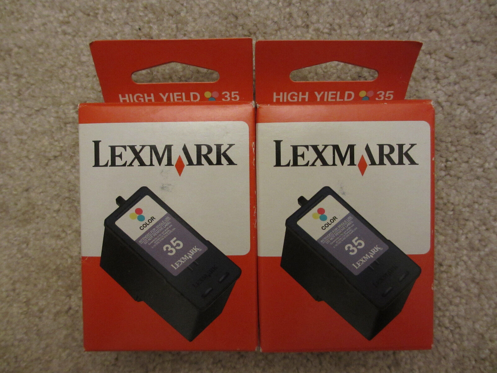 Lot of 2 - NEW GENUINE LEXMARK 18C0035A 35 High Yield Tri-Color Ink Cartridges
