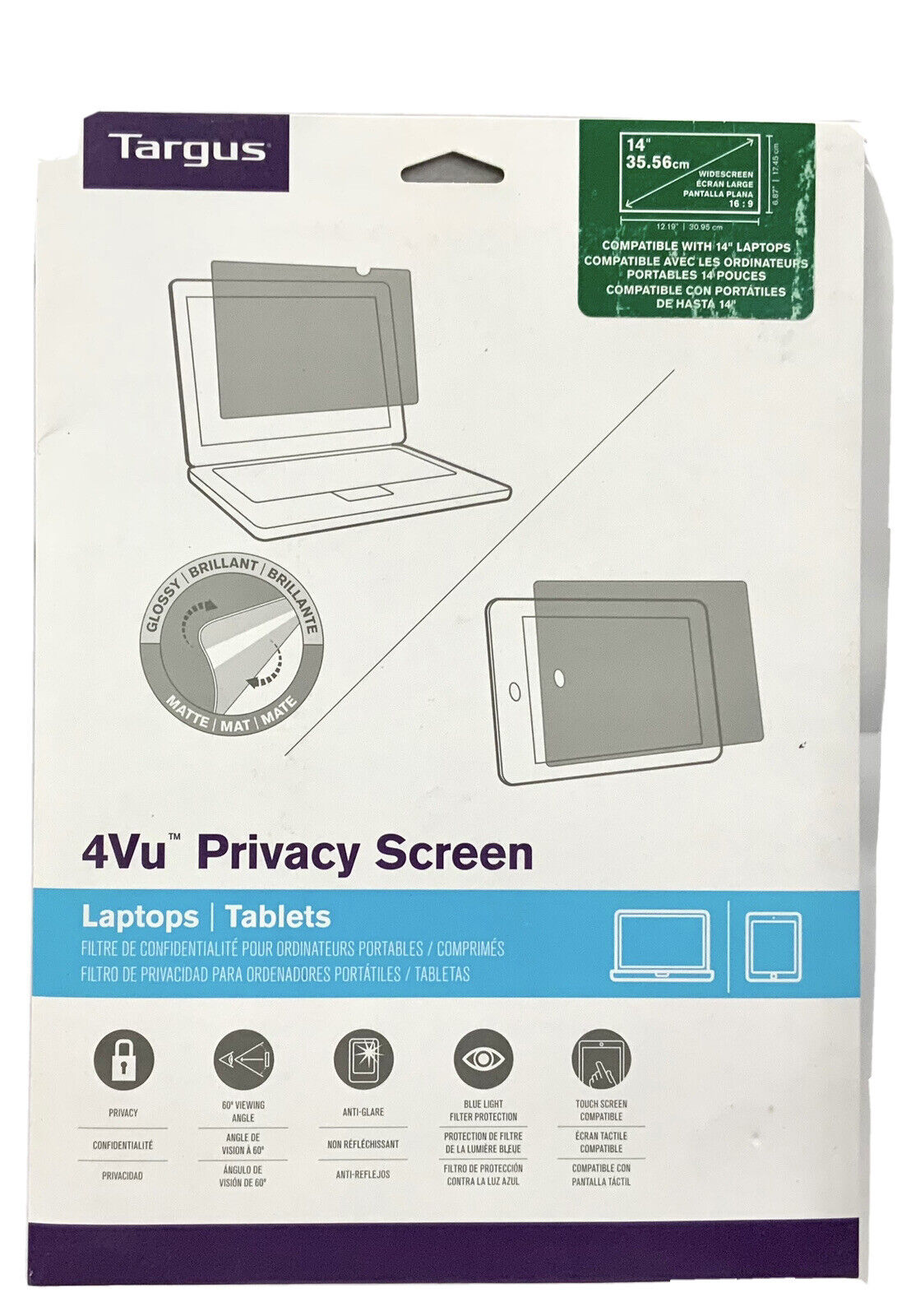 Targus 4Vu Privacy Screen Filter for 14-Inch/35.56cm Widescreen Laptop Computer