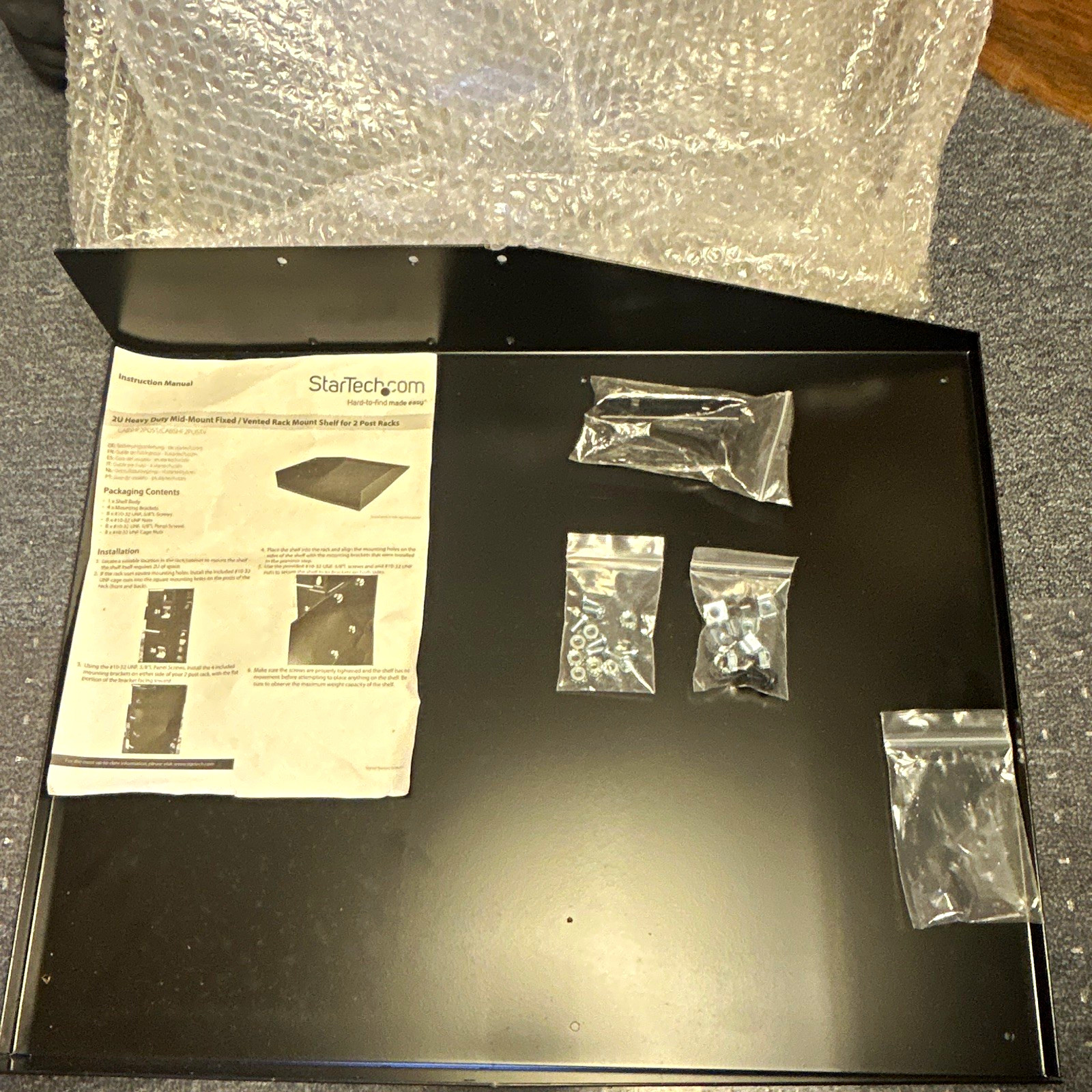 StarTech.com 2U 19 in 2-Post Rackmount Vented Shelf 100 lb 12 in Depth