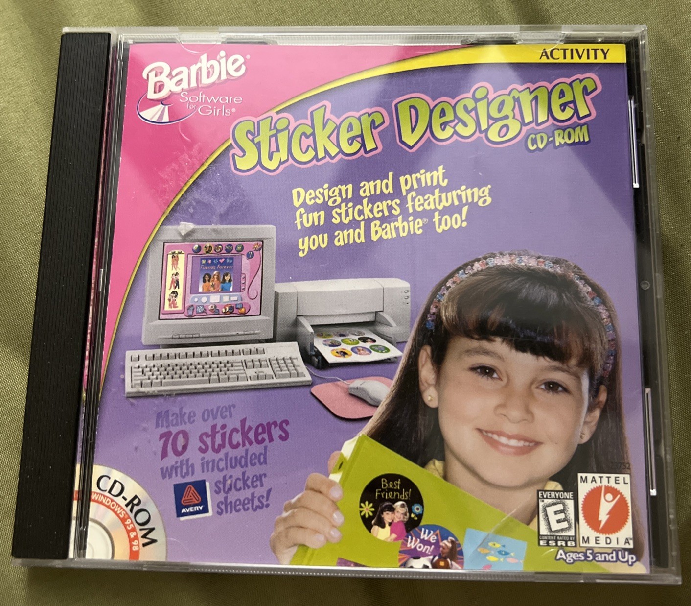 Vintage Barbie Software Activity Sticker Designer CD-ROM MATTEL