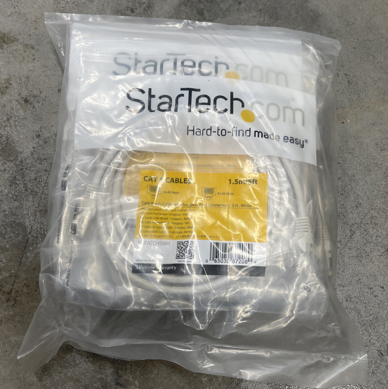 Lot Of(10) StarTech N6PATCH5WH New CAT6 Cables (5 ft 1.5 M, White)ETL Verified