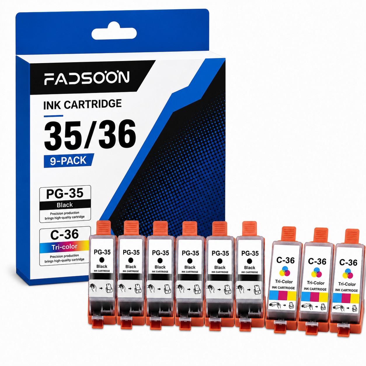9PK PGI-35 CLI-36 Ink Set 6 Black 3 Color for PIXMA TR150 iP110 iP100 Mini260