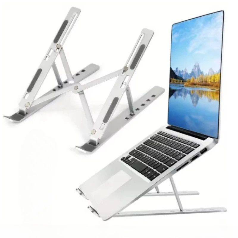 Adjustable Aluminum Laptop Stand - 6-Level Height, Foldable & Portable Design