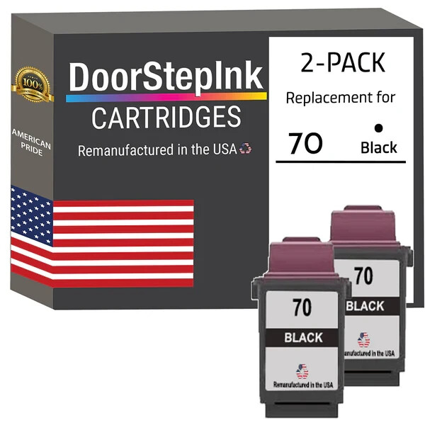 DoorStepInk Compatible Ink Cartridge for Lexmark #70 Black Twin Pack-USA