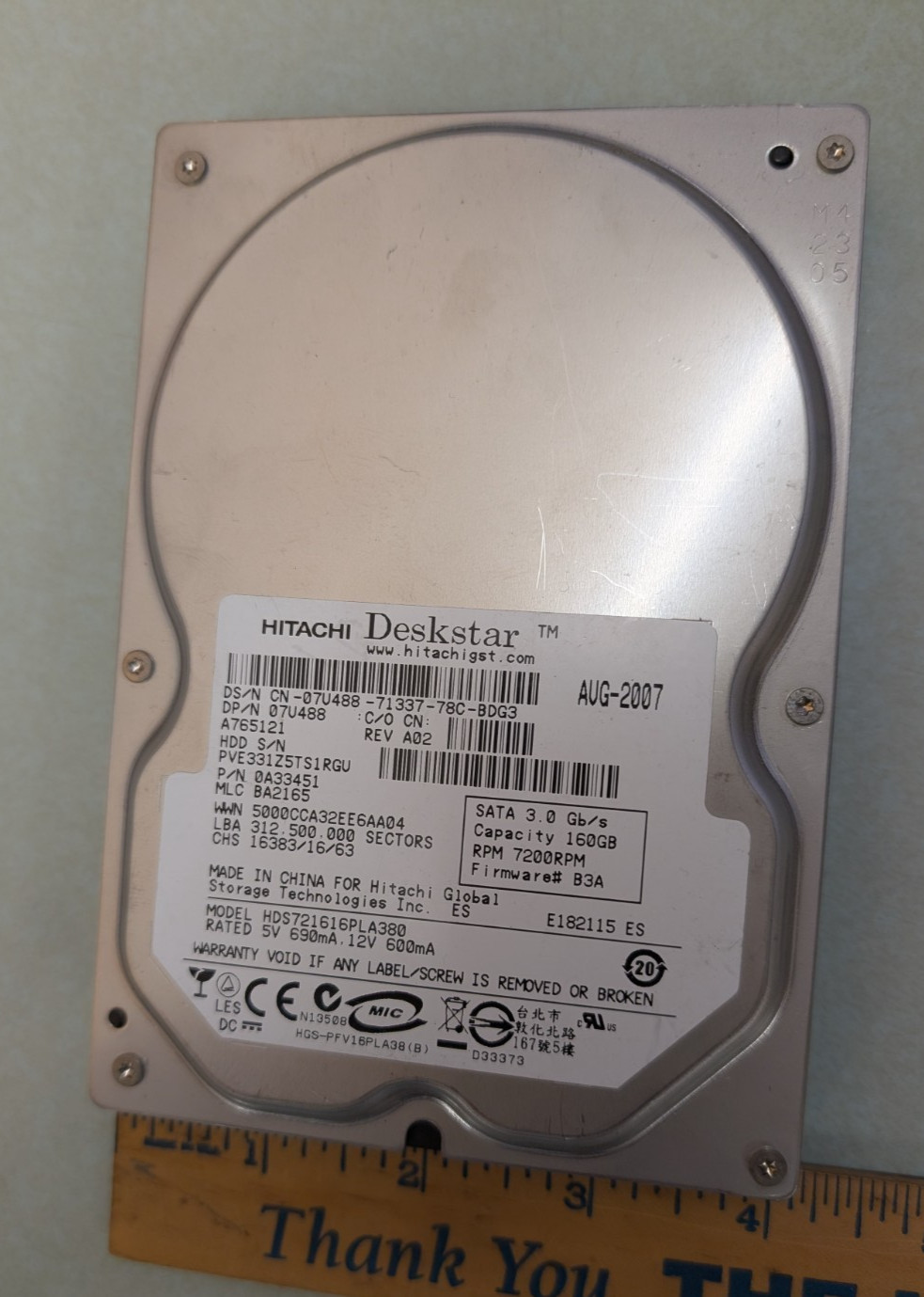 Hitachi Deskstar 160GB, 7200 RPM, Internal 3.5" (HDS721616PLA380) Hard Drive