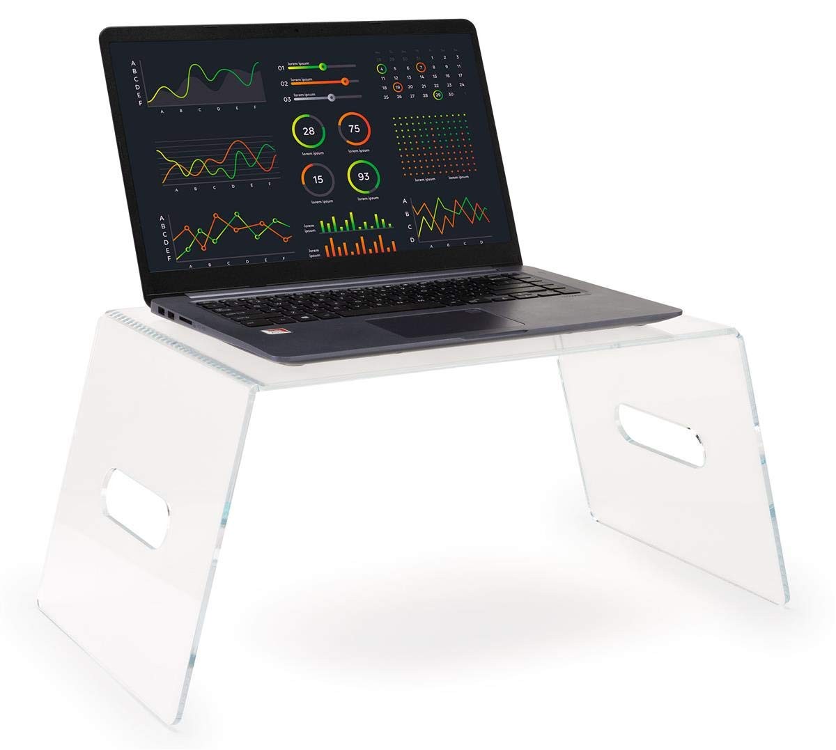 Displays2go Acrylic Countertop Monitor Riser, 16.5" x 11.75" Surface, Clear