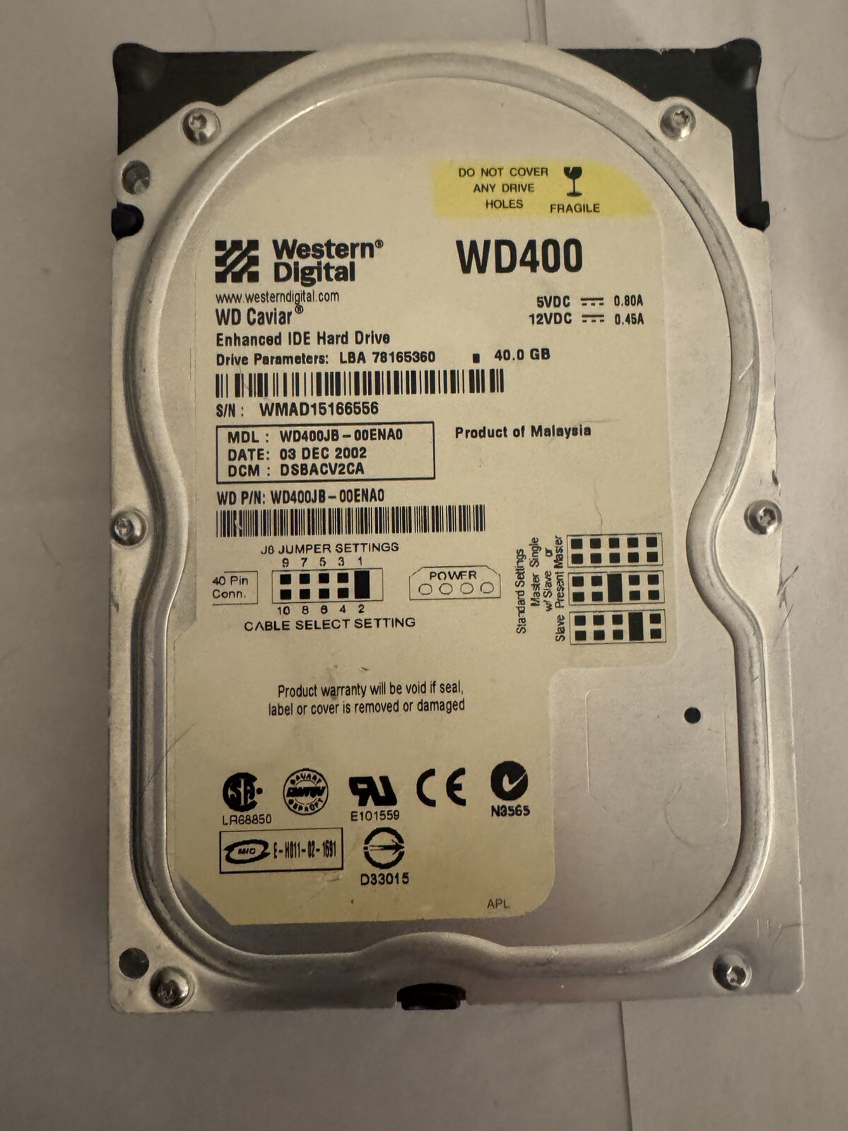Western Digital WD400JB-00ENA0 40GB IDE Hard Drive