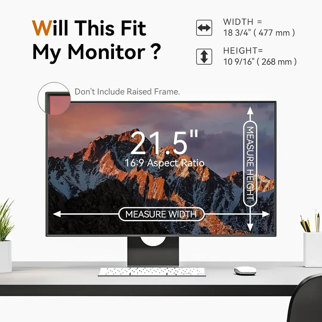 [2 Pack] 21.5 Inch Computer Privacy Screen for 16:9 Aspect Ratio Widescreen Moni