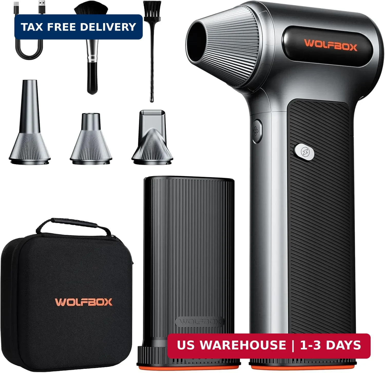 MF200-2PK Compressed Air Duster, 2 Swappable Batteries & Case
