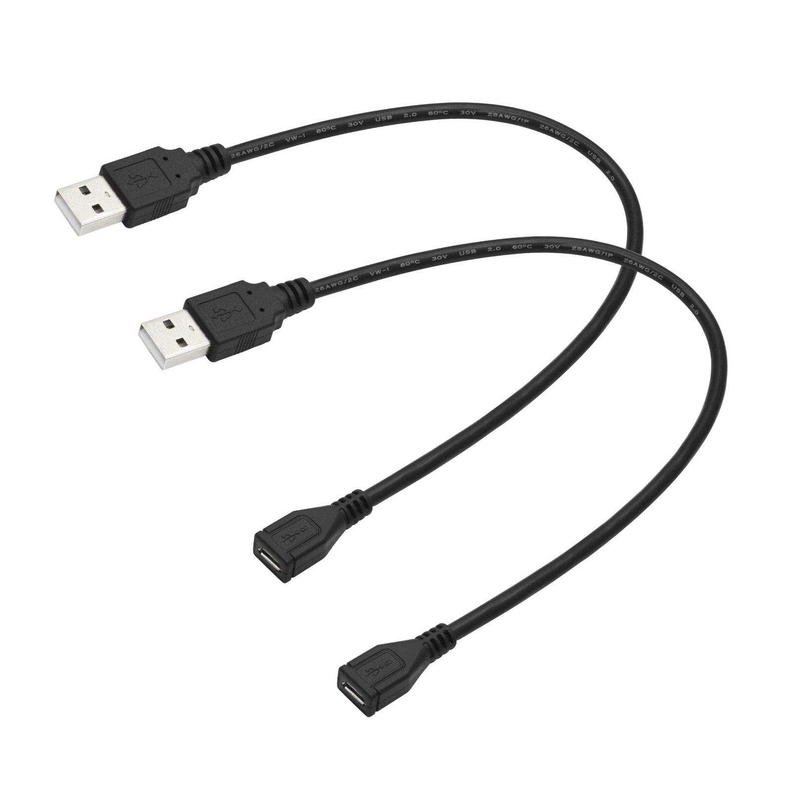 Maixbomr 2Pcs Micro USB Extension Cable 11in, A Male to Female... 