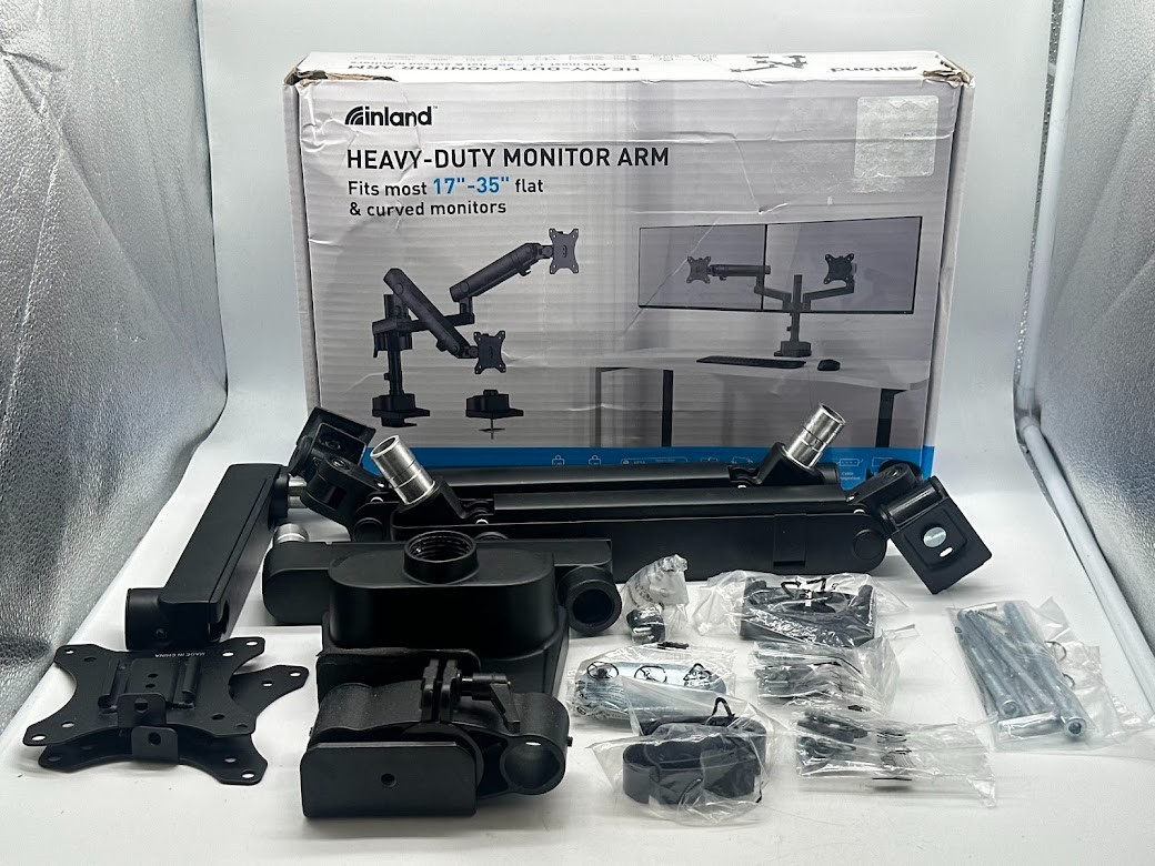 Inland Dual Screen Pole-Mounted Heavy-Duty Mechanical Spring Monitor Arm