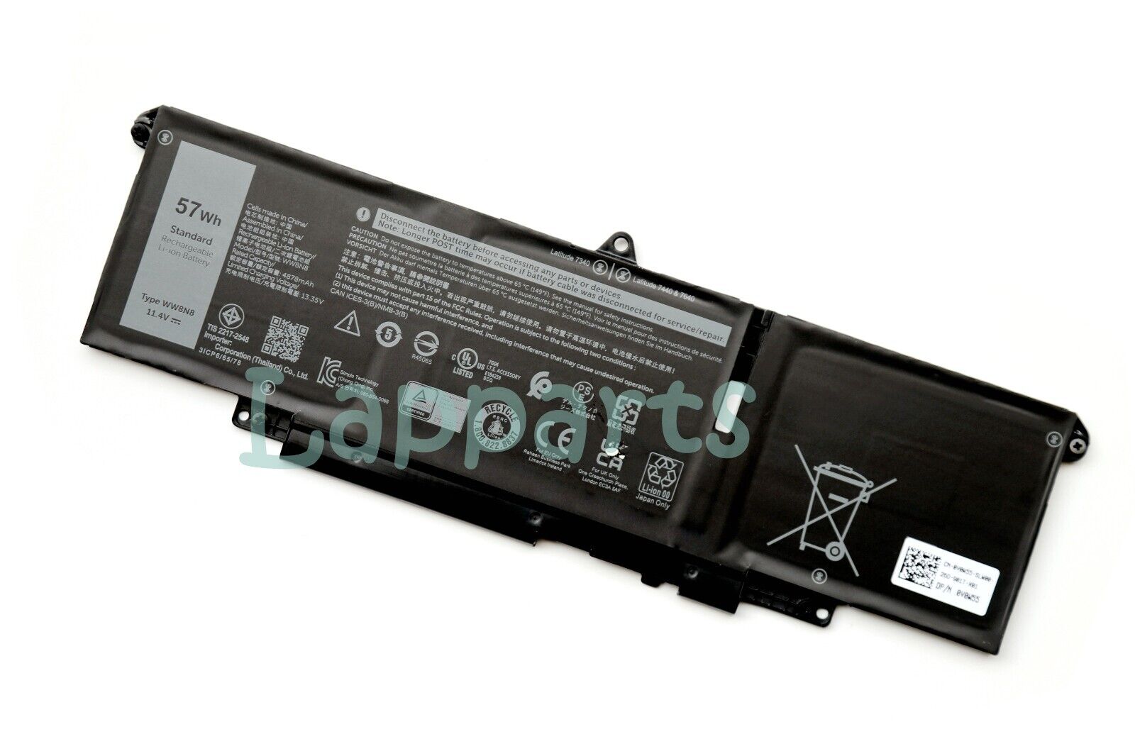 New WW8N8 57Wh Battery For Latitude 7340 7440 7640 Series Notebook 047T0