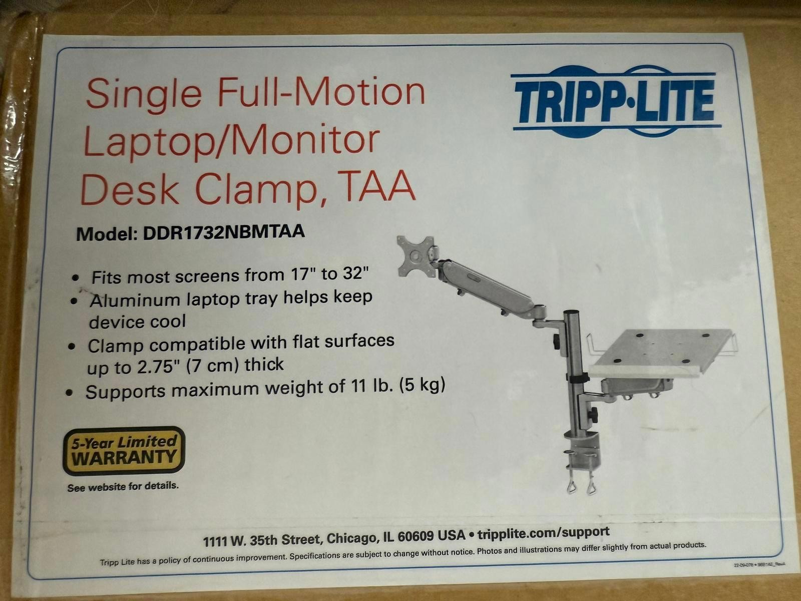 Eaton Tripp Lite Full-Motion Laptop/Monitor Desk Clamp | DDR1732NBMTAA