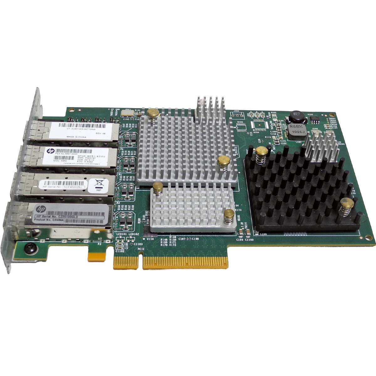 HP QR486A Emulex LPE12004 Quad Port 8Gb PCIe x8 FC Server Adapter PN 5697-2043