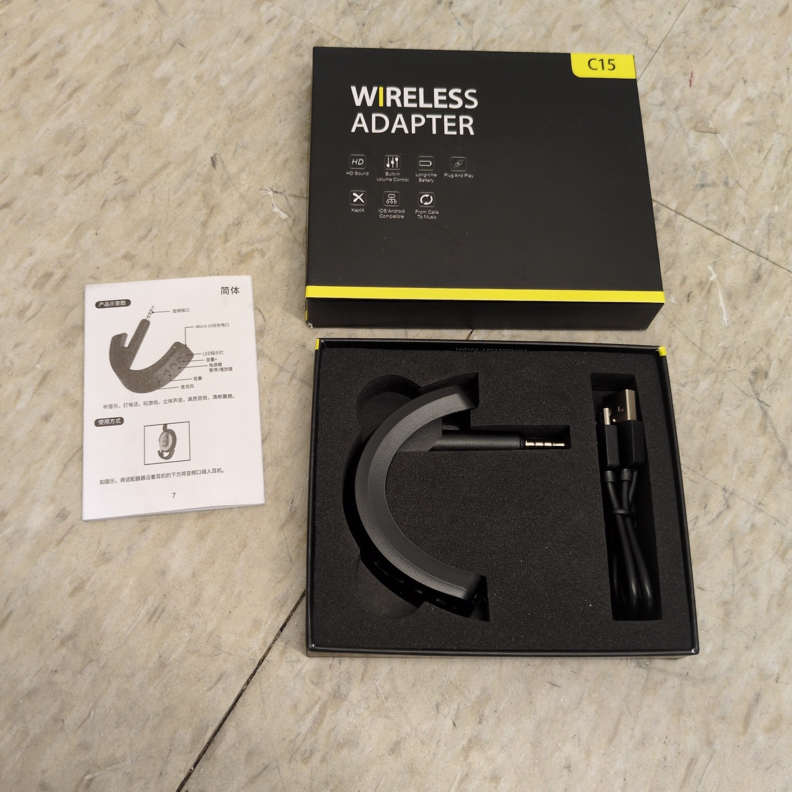 Wireless Bluetooth 5.0 Adapter For Bose QuietComfort QC 15 With Mic/Volume