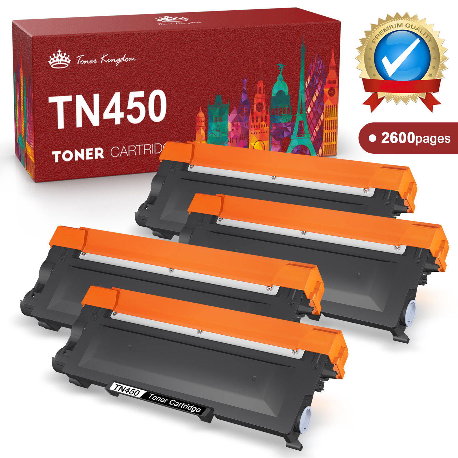 4x High Yield TN450 Toner Cartridge black For Brother Intellifax 2840 HL-2270DW