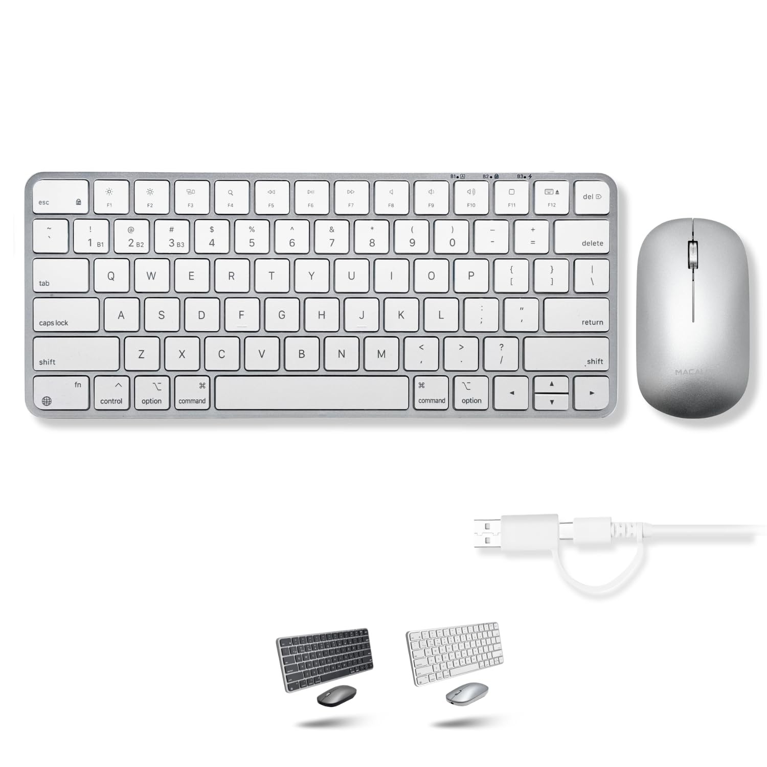 Apple Wireless Keyboard and Mouse for Mac - Dual Mode (Bluetooth + Wired) - M...