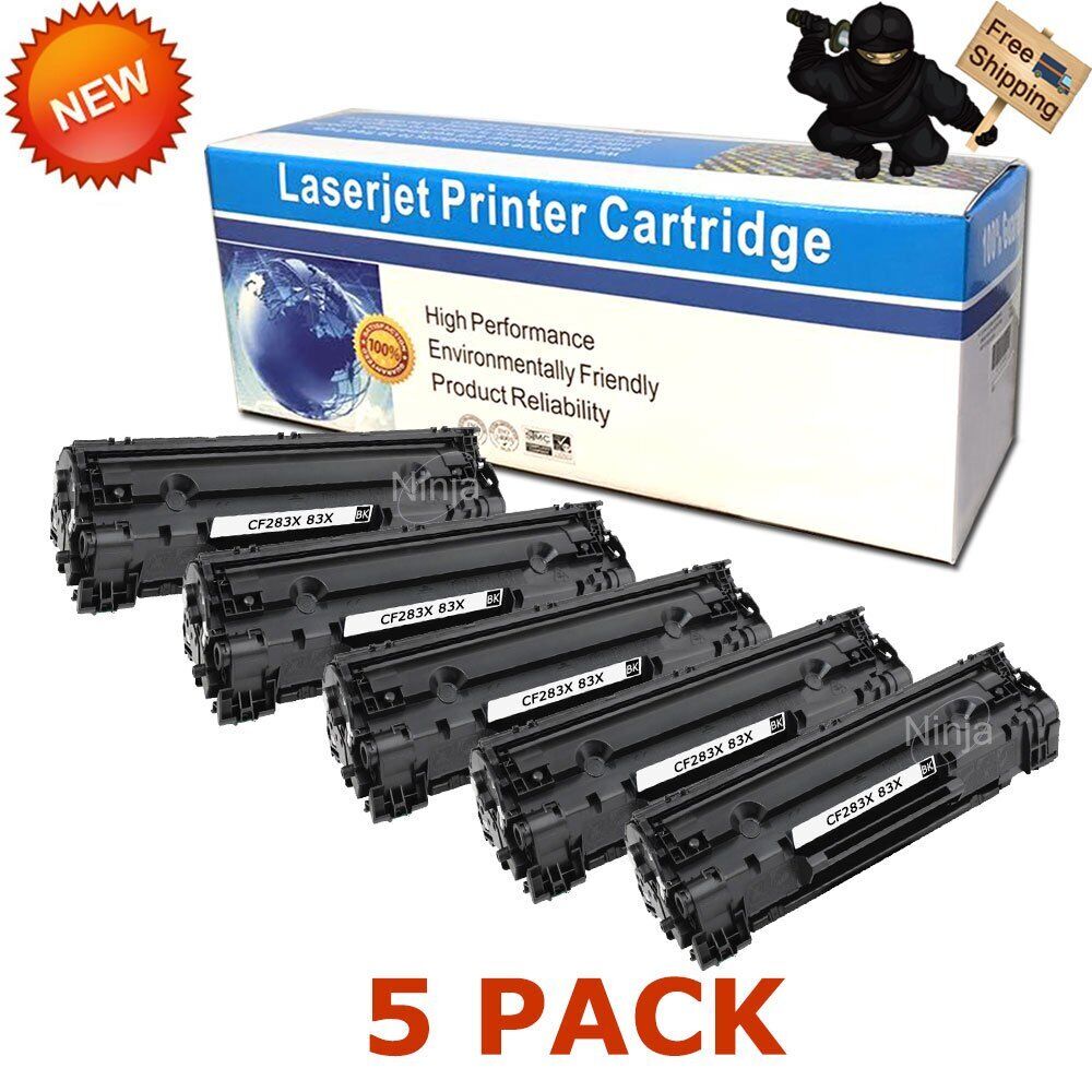 5PCS CF283X Toner Cartridge for HP 83X LaserJet Pro M201dw M201n M225dw Printer