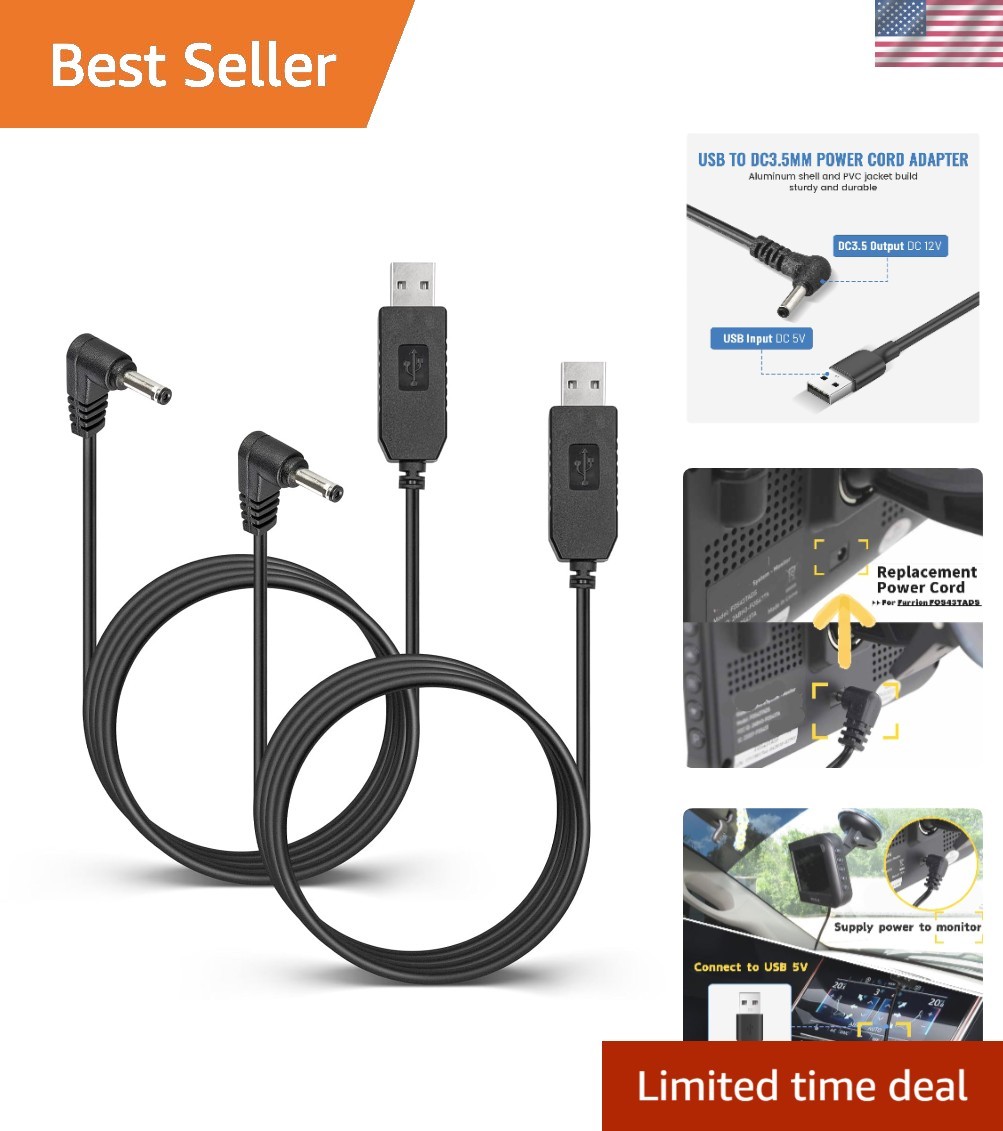 2pcs USB to DC Car Charger Cable for Furrion Vision S Monitor Power Supply Co...