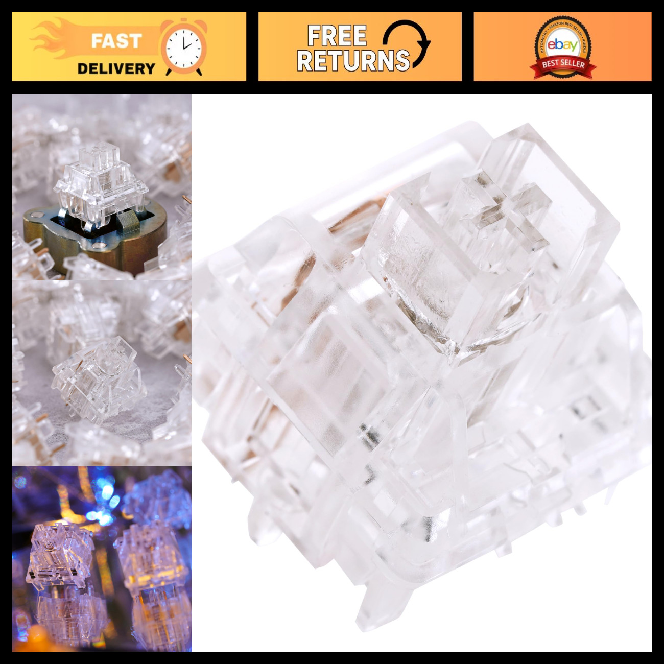 35pcs Pre-Lubed 5-Pin Hotswap Quartz Linear Mechanical Keyboard Switches RGB DIY