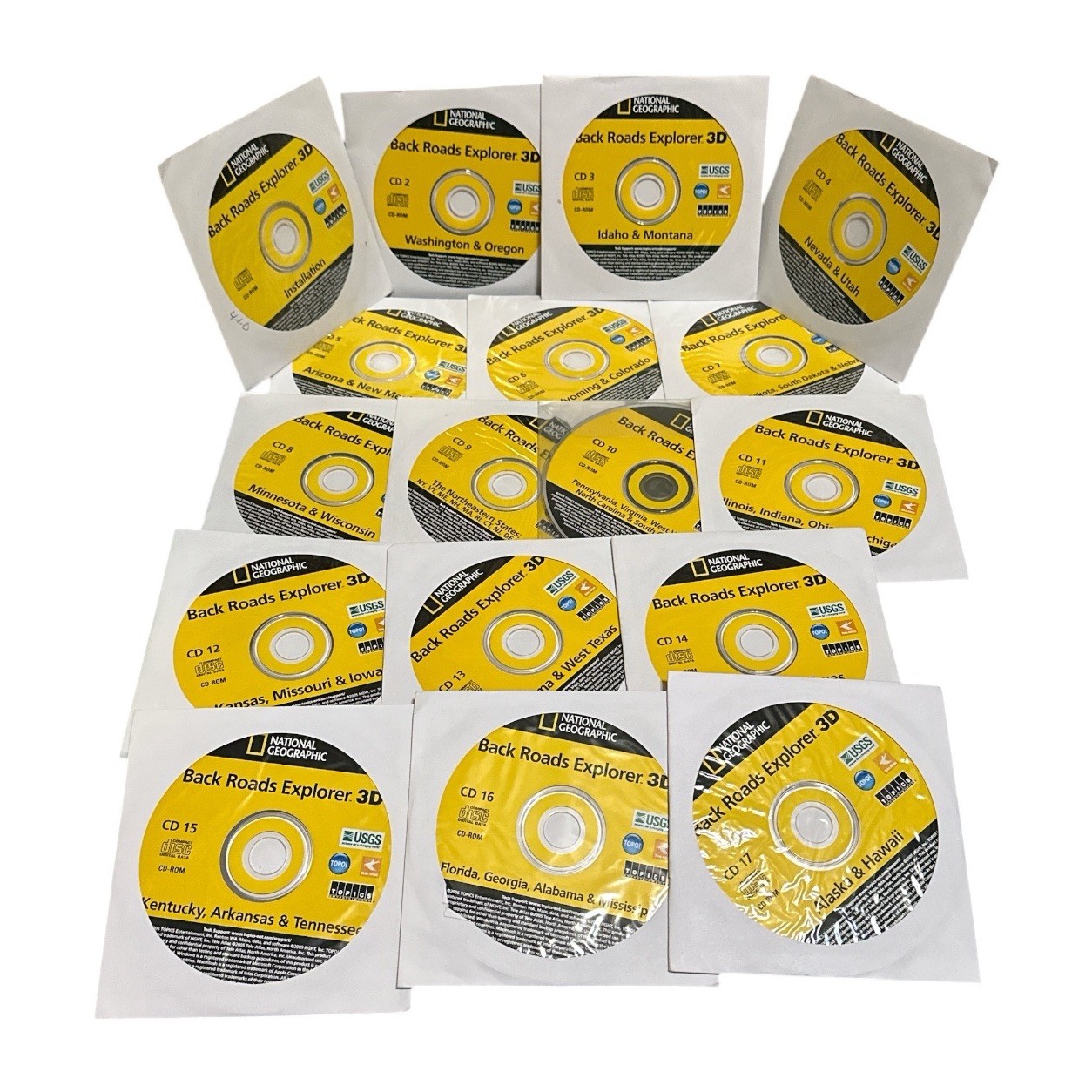 National Geographic Back Roads Explorer 3D 17 CD-ROM Set DeLorme Windows 95 98 X