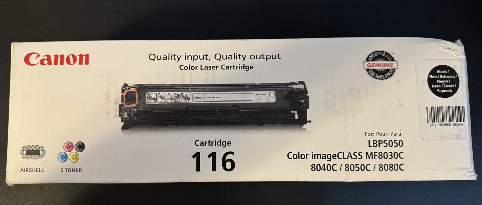 Genuine Canon 116 Black 1980B001 [AA] Toner Cartridge 