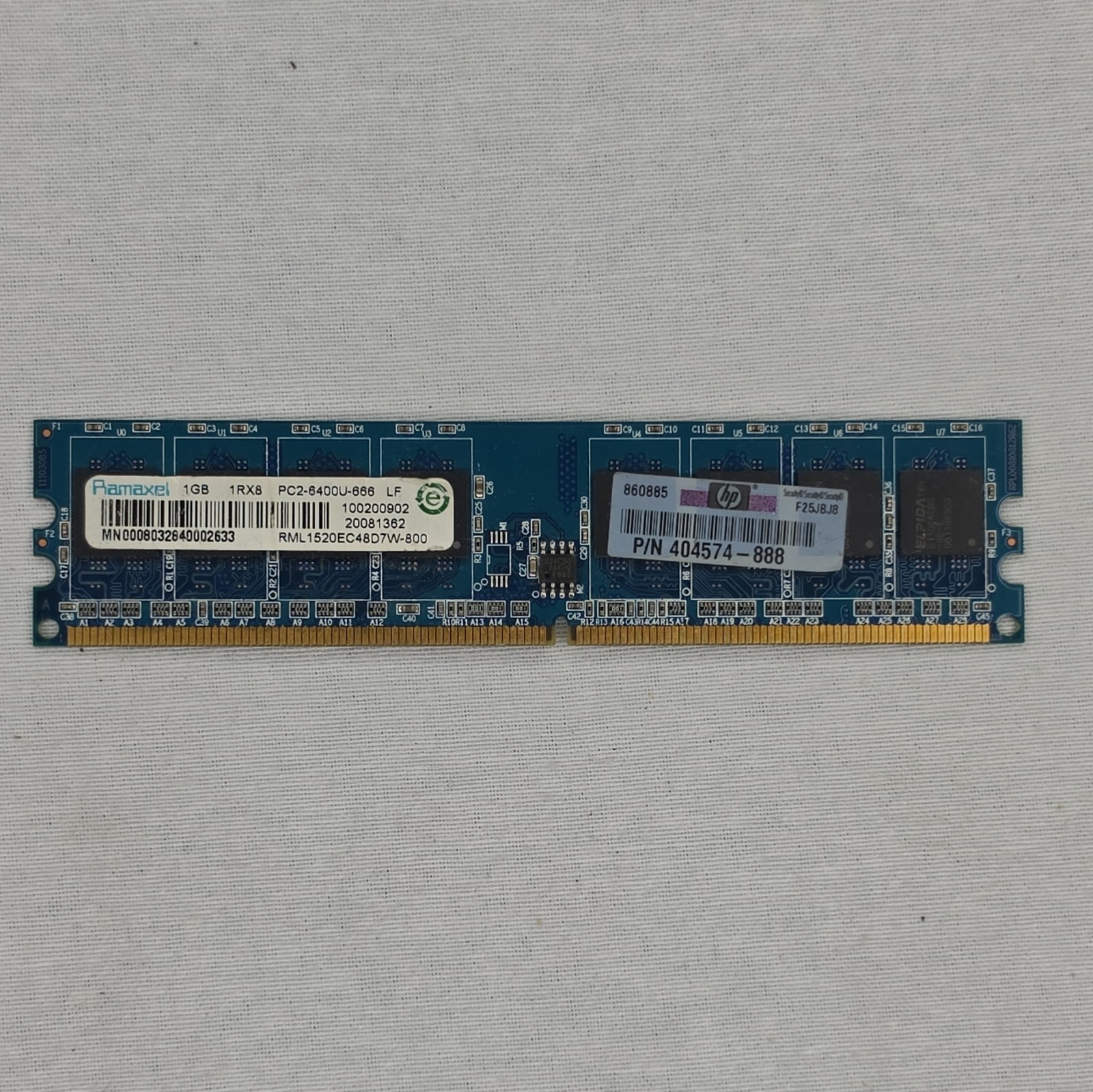 Ramaxel 1GB DDR2 SDRAM DIMM PC2-6400U-666 240-Pin 1x1GB RML1520EC48D7W-800