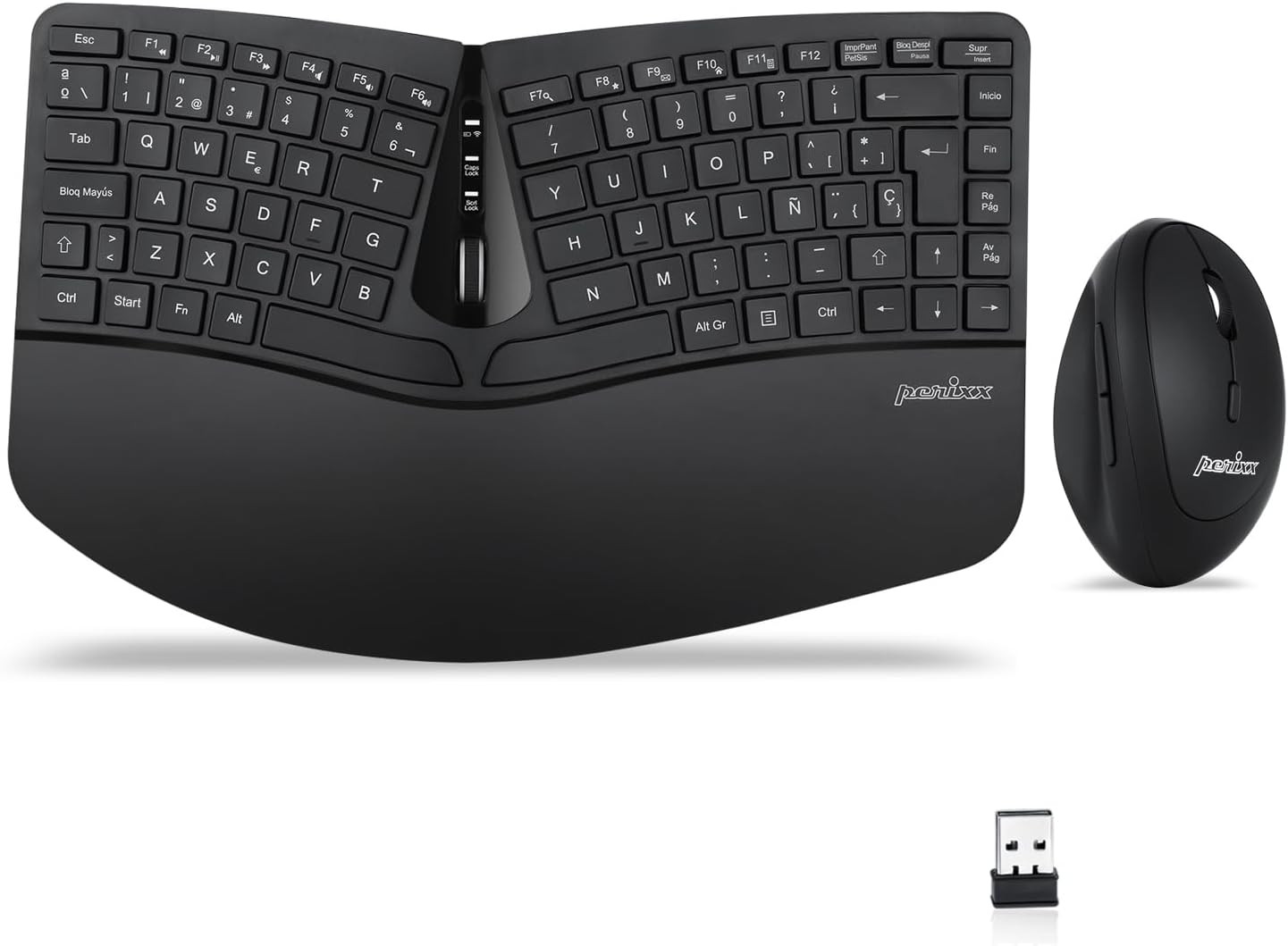 PERIDUO-606 ES Set De Teclado Compacto Ergonómico Inalámbrico Y Ratón Vertical P