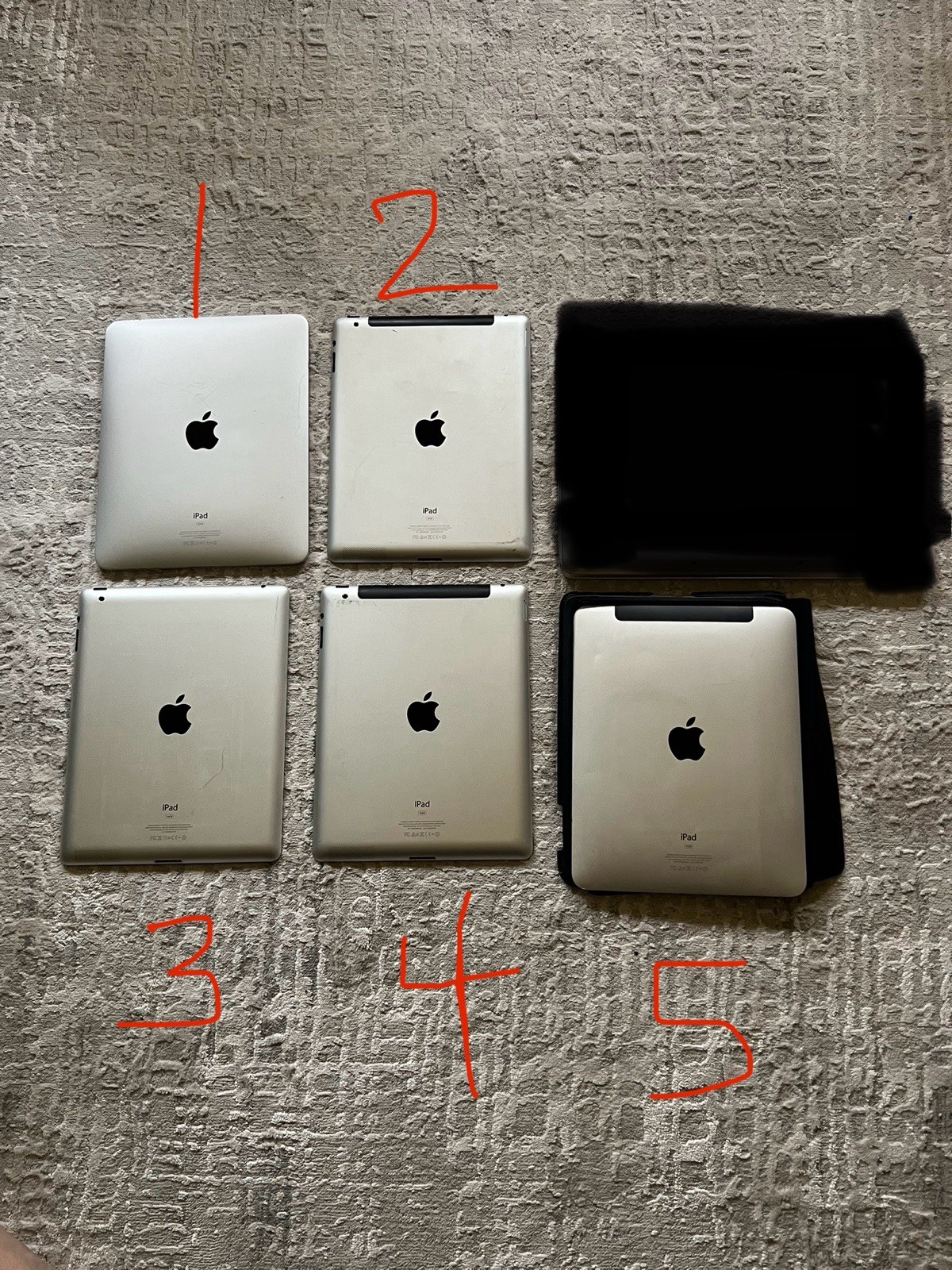 Bundle Of 5 Gen 1 + 2 iPads- FOR PARTS ONLY- See Description