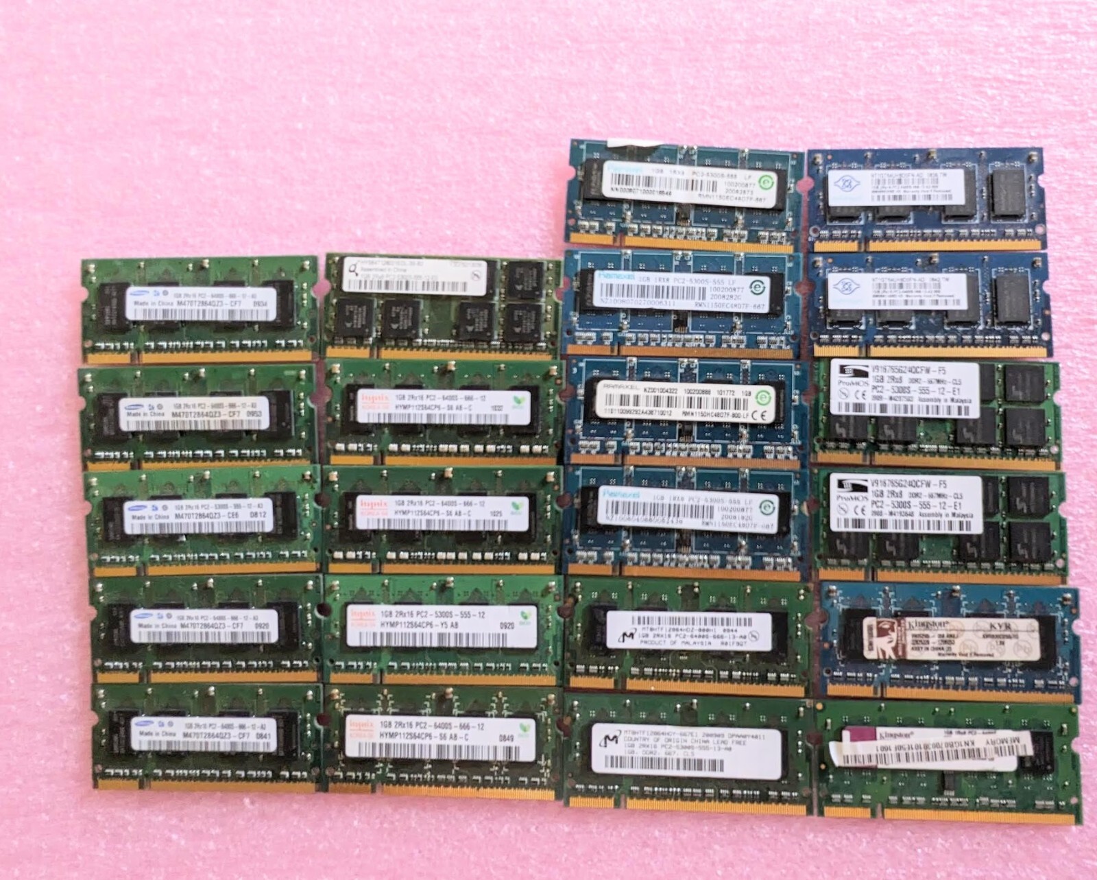 22pcs 1GB SoDIMM memory DRAM various brands Samsung Hynix Micron Kingston