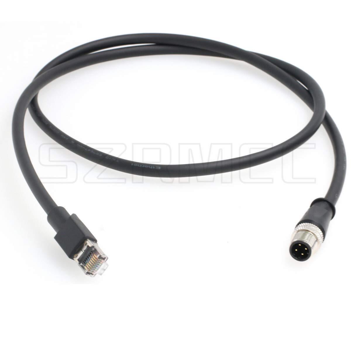 M12 Ethernet Cable Dcode 4 Pin Male To Rj45 Connector High Flex Cat5e Shielded W