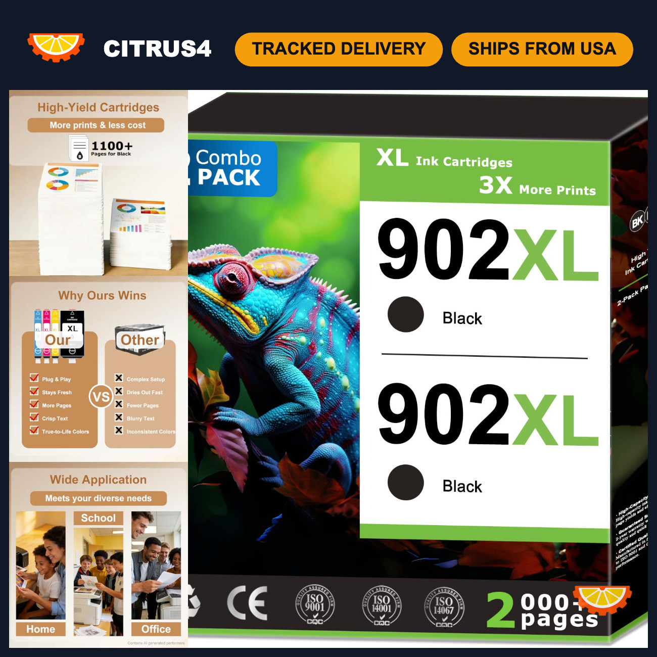 High-Capacity Black Ink Cartridges Combo Pack for OfficeJet 6970 (2 Pack)