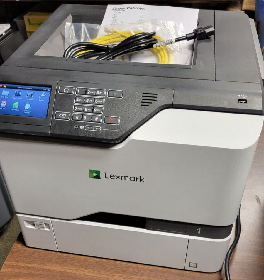 Color Lexmark CS720 Laser Printer + Power, Network Cables & Toner