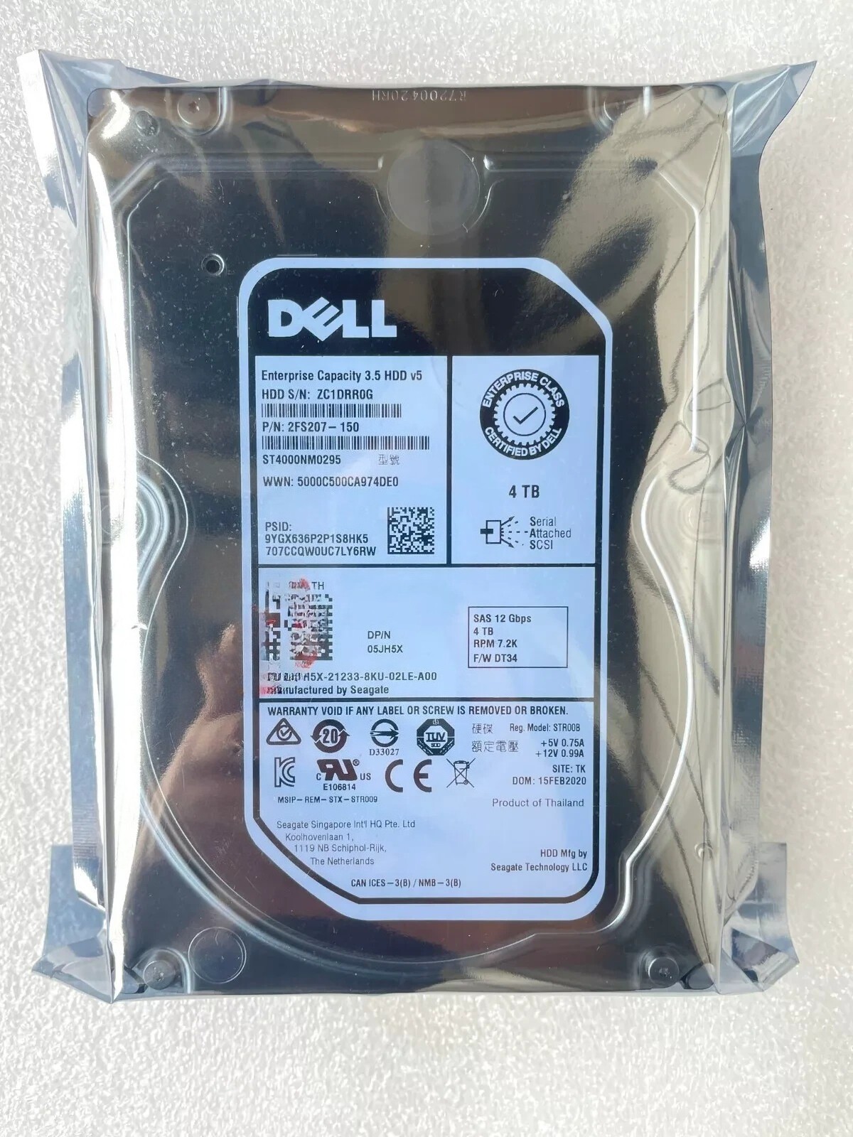 FIT FOR DELL 4TB SAS 12Gb hard disk 05JH5X 5JH5X ST4000NM0295